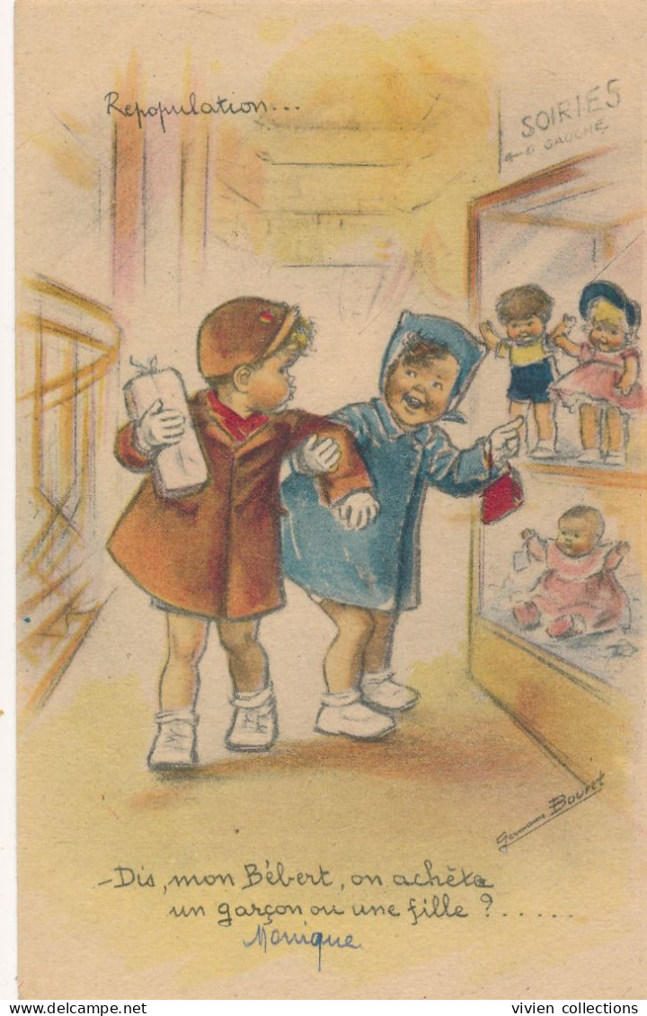 Carte Illustrateur Germaine Bouret Dis Mon Bébert On Achète Un Garçon Ou Une Fille - Les Poupées - Bouret, Germaine