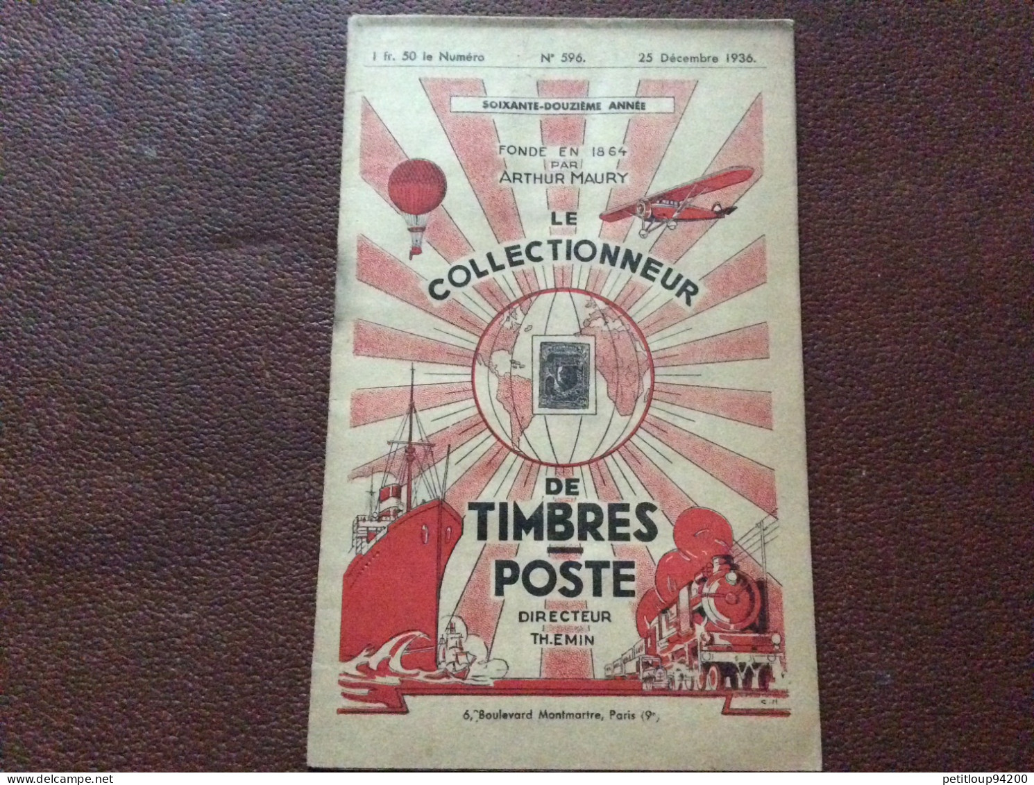 LE COLLECTIONNEUR De Timbres-Poste  No 596  ARTHUR MAURY  Décembre 1936 - Catalogues De Maisons De Vente