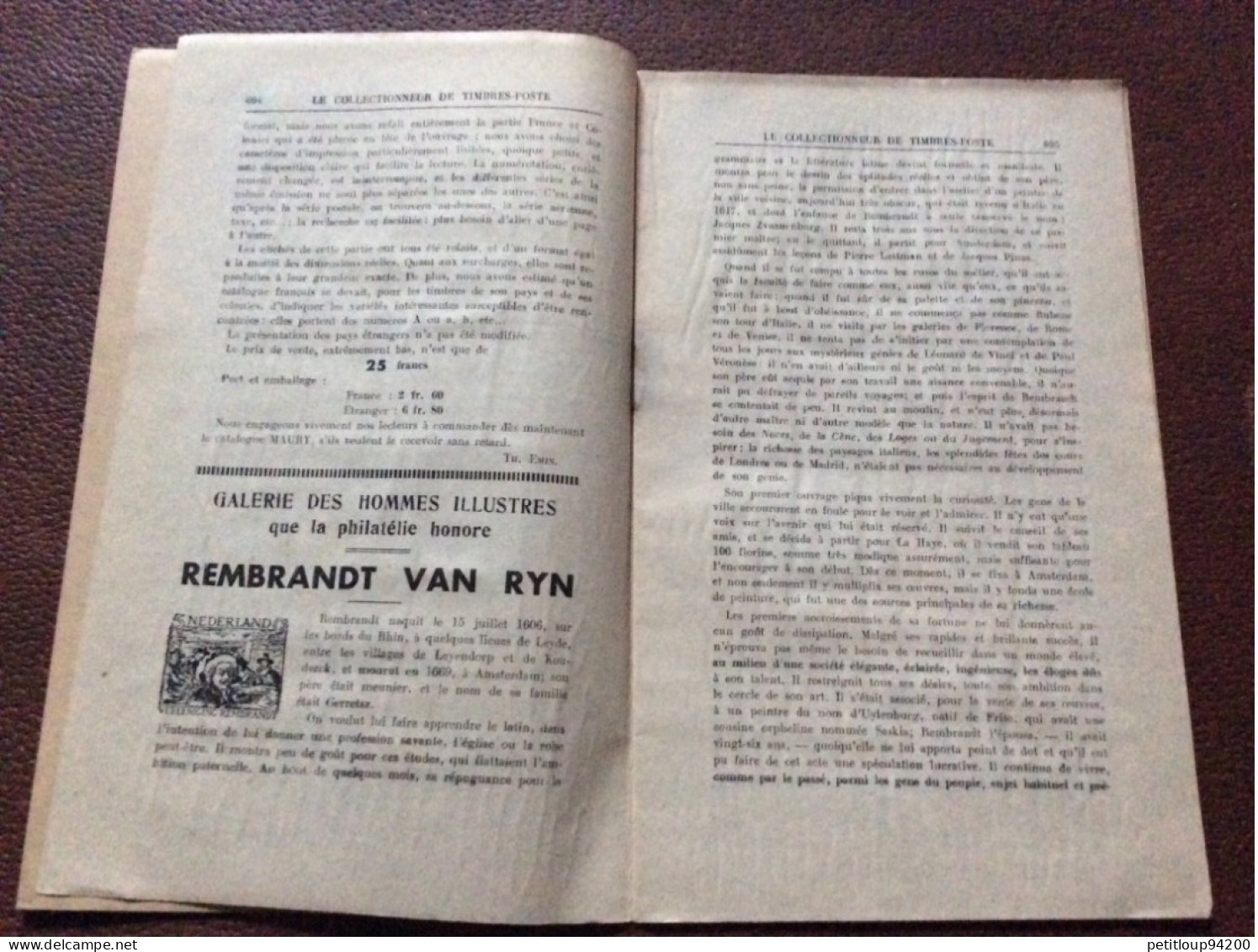 LE COLLECTIONNEUR De Timbres-Poste  No 596  ARTHUR MAURY  Décembre 1936 - Catalogi Van Veilinghuizen