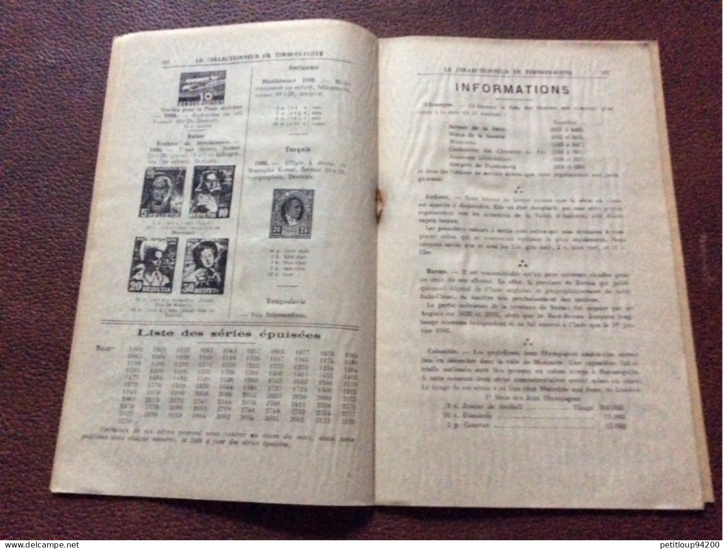 LE COLLECTIONNEUR de Timbres-Poste  No 596  ARTHUR MAURY  Décembre 1936
