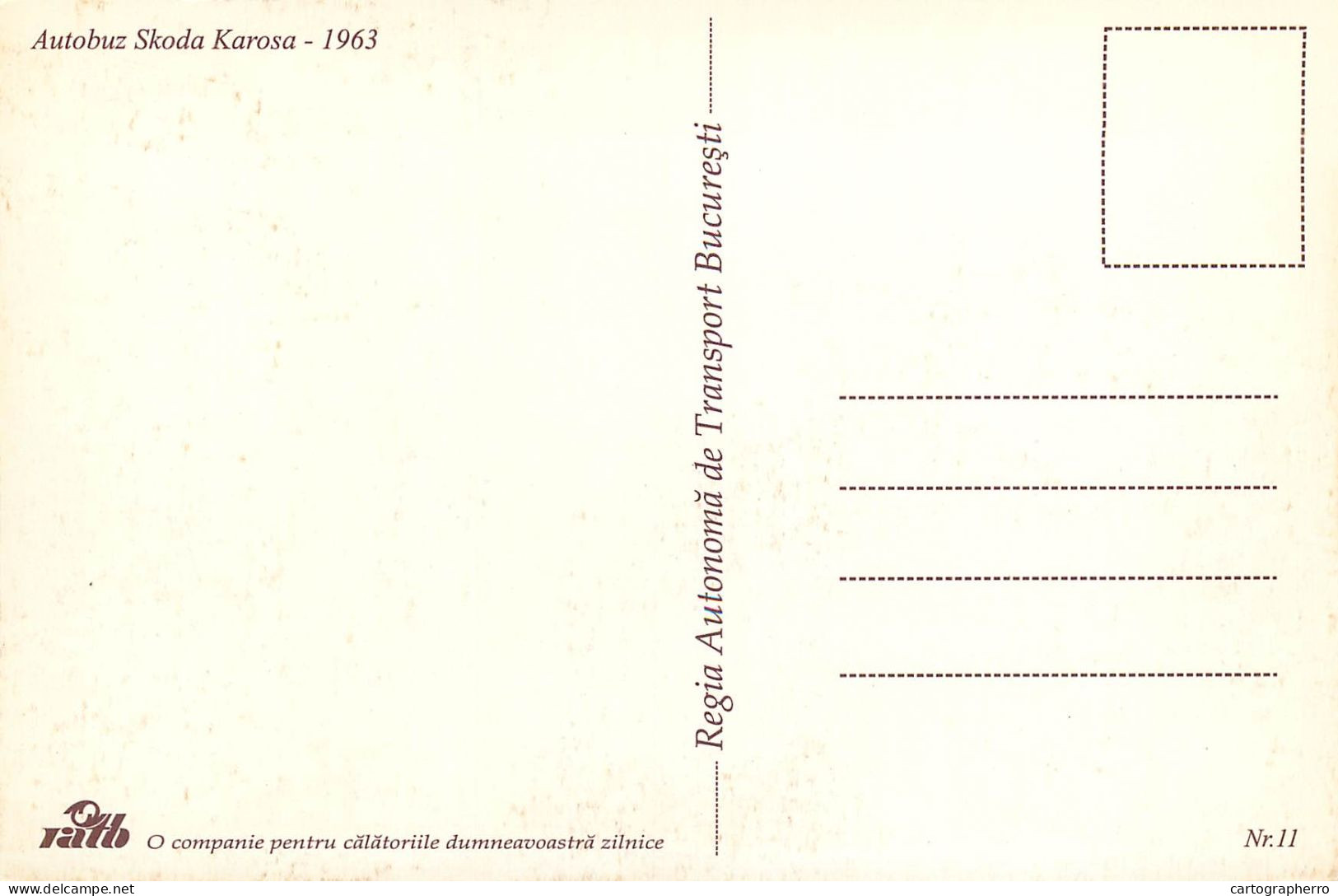 Romania Regia Autonoma De Transport Bucuresti Autobuz Skoda Karosa 1963 - Bermuda