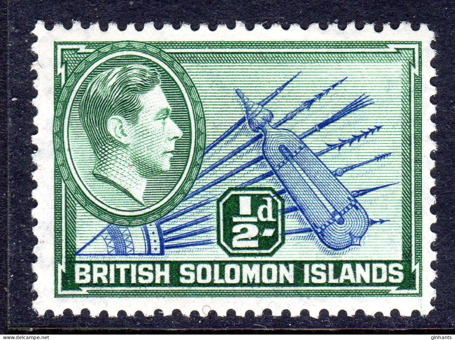 BRITISH SOLOMON ISLANDS - 1939 KGVI ½d SPEARS & SHIELD STAMP FINE LIGHTLY MOUNTED MINT LMM * SG60 REF C - Salomonen (...-1978)