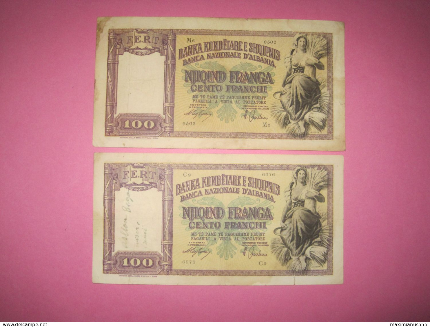 Albania Banknotes Lot 2 X 100 Franga ND 1939 (1), First And Second Edition - Albanië