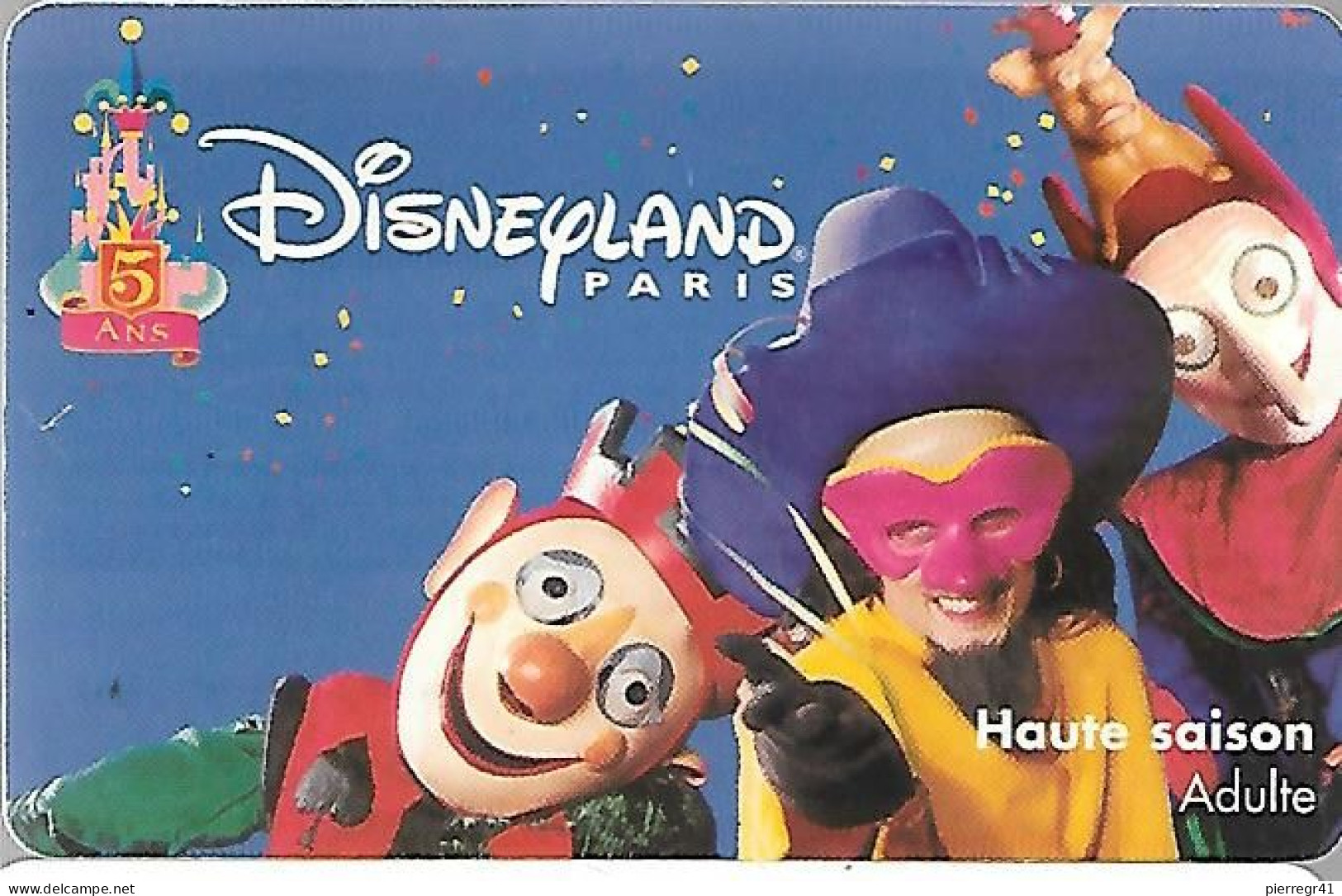 PASS-DISNEYLANDPARIS -1997-5 ANS-ADULTE--V°SPEOS- N° S 049716-VALIDE 1 JOUR-TBE- - Pasaportes Disney