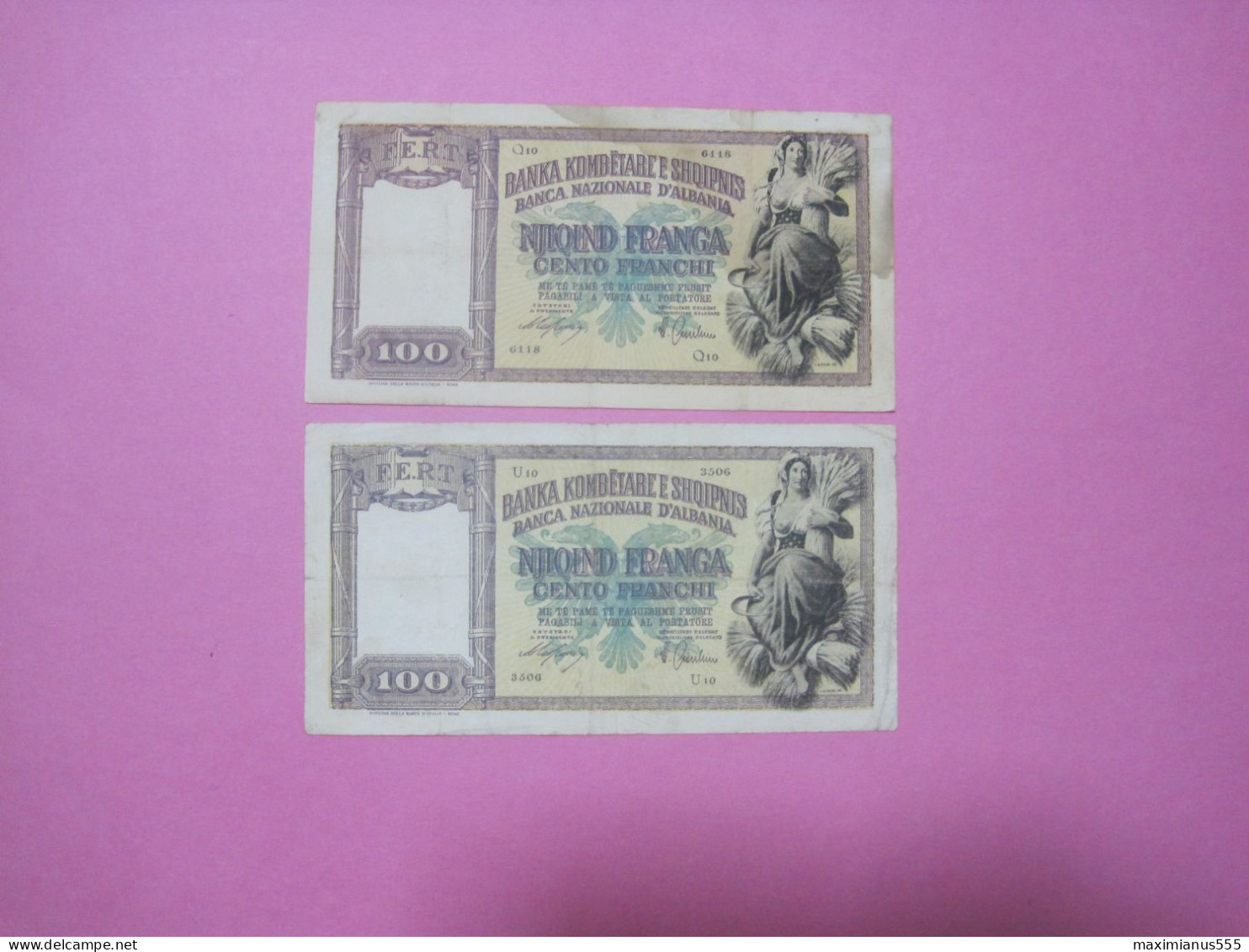Albania Banknotes Lot 2 X 100 Franga ND 1939 (2), First And Second Edition - Albanie