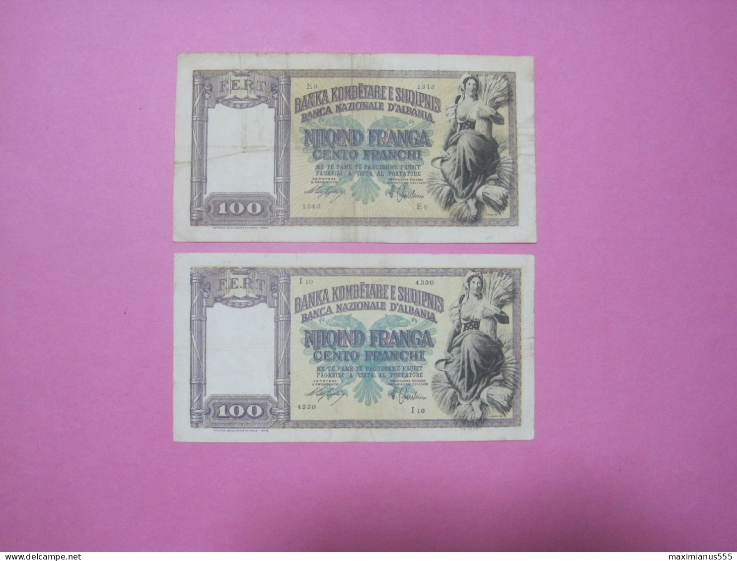 Albania Banknotes Lot 2 X 100 Franga ND 1939 (7), First And Second Edition - Albanie