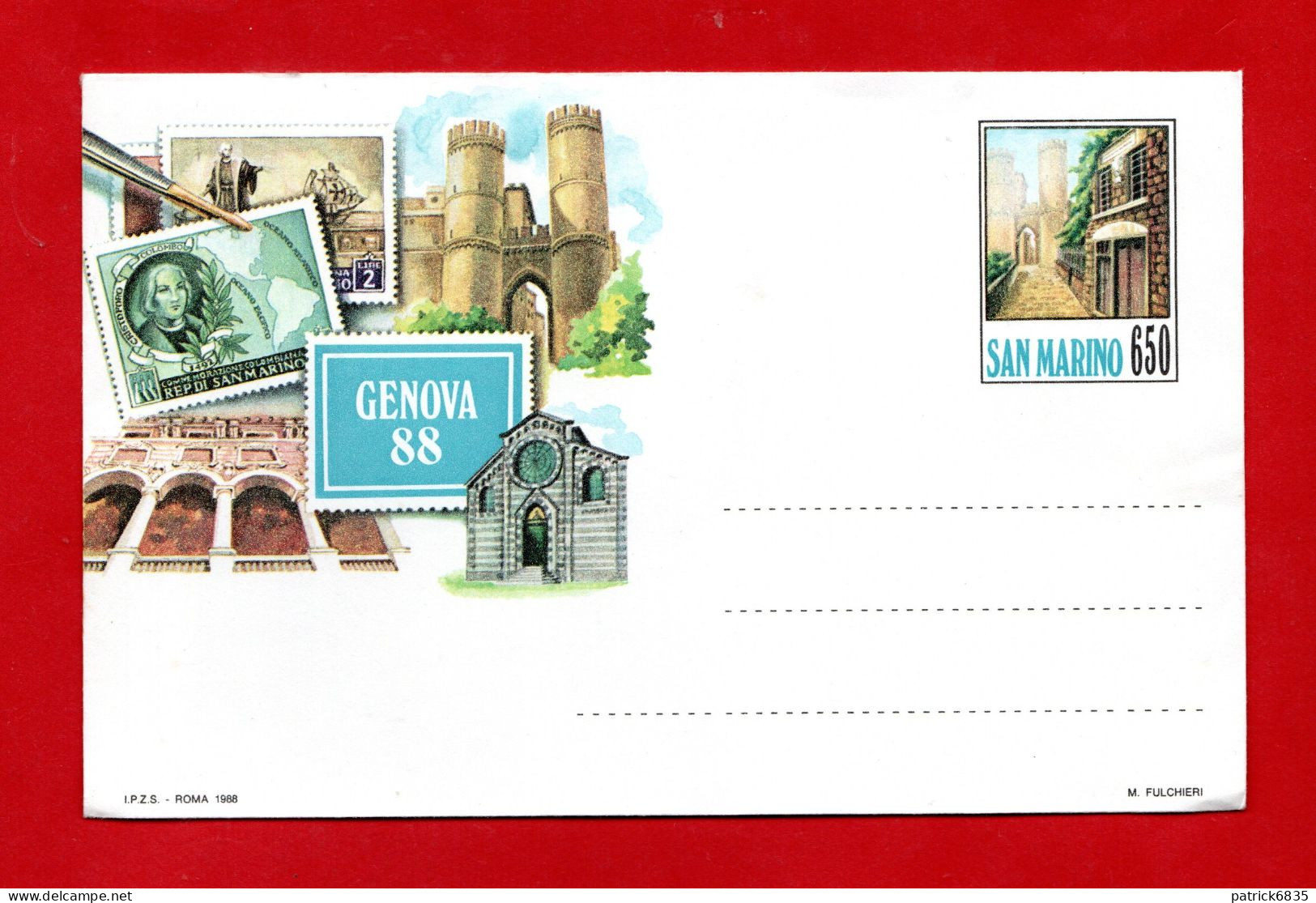(ScC) San. Marino ** 1988 - Busta Postale, Genova 88,  BU3.  MNH** - Postal Stationery