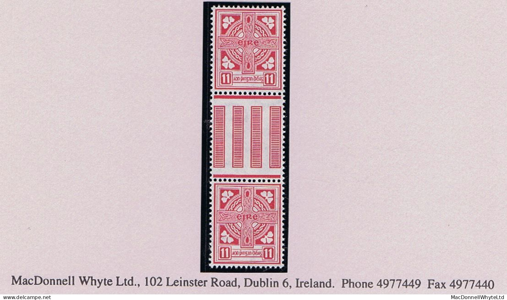 Ireland 1940-68 Wmk E 11d Rose, Gutter Pair Fine Mint Unmounted Never Hinged - Neufs