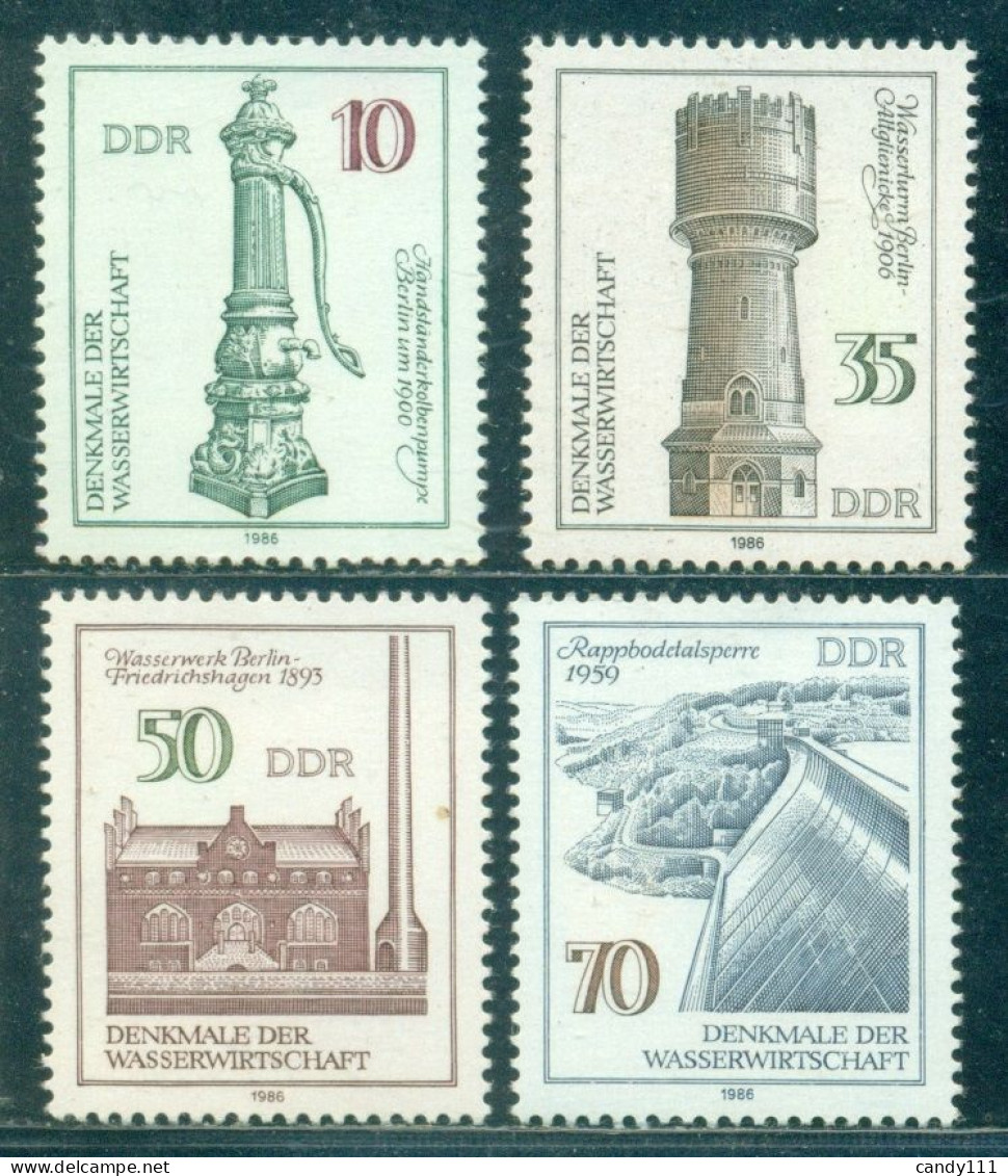 1986 Water Tower Berlin,Rappbode Dam,Friedrichshagen Waterworks,Pump,DDR,2993,MNH - Eau