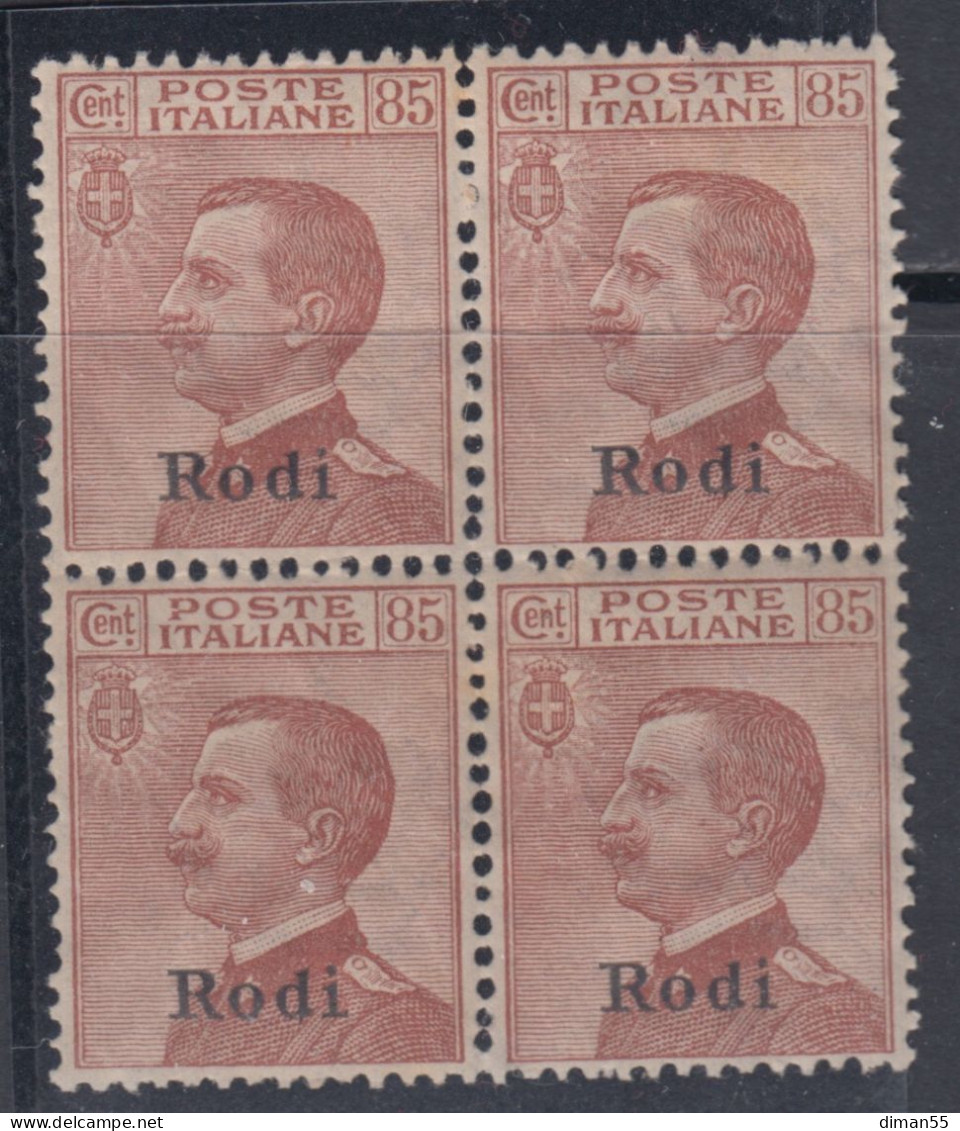 EGEO - RODI - N.13 - Cv 3200 Euro  - CERTIFICATO BIANCHI - QUARTINA CENTRATISSIMA - GOMMA INTEGRA - MNH** - Ägäis (Rodi)