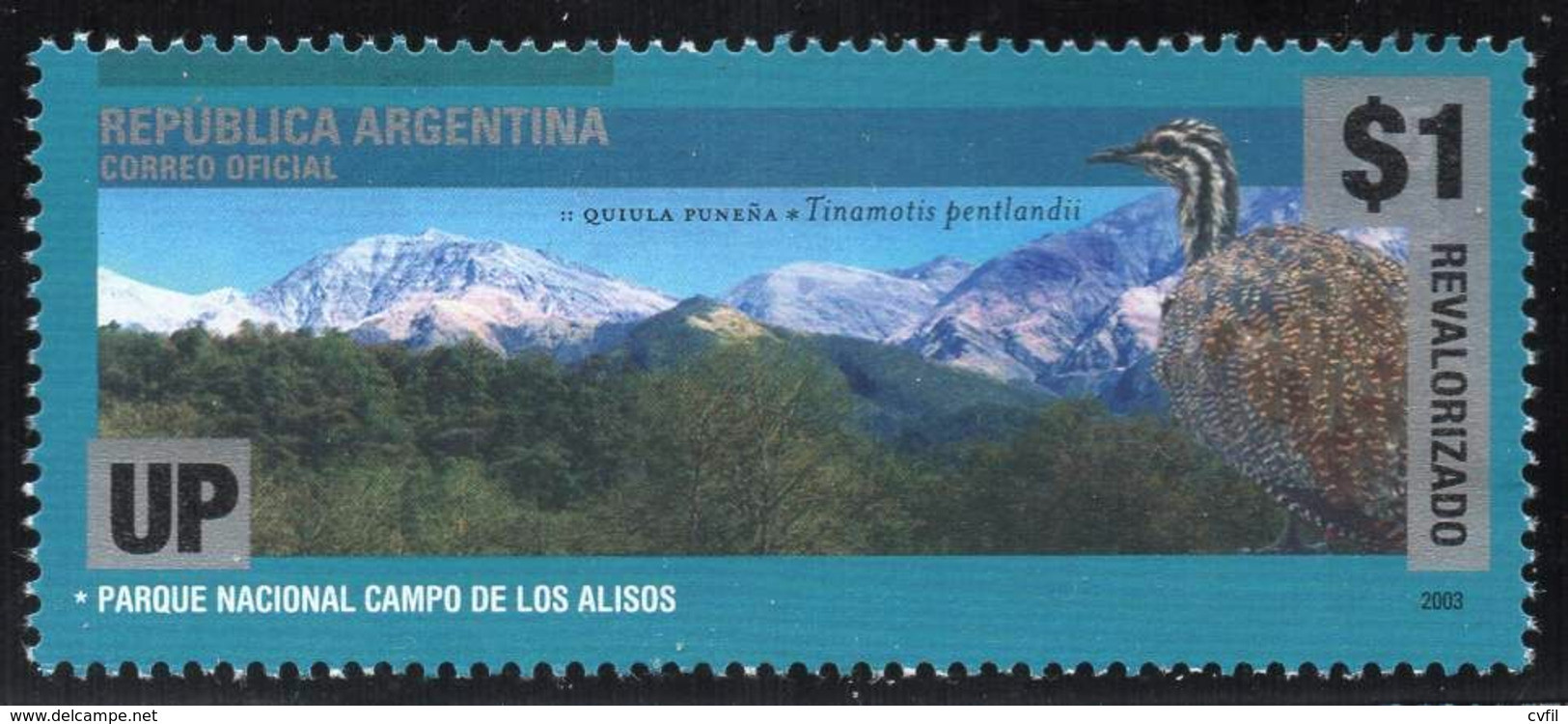 ARGENTINA 2018. Revalorizado UP $1 National Park Los Alisos. Bird, Mint NH - Unused Stamps