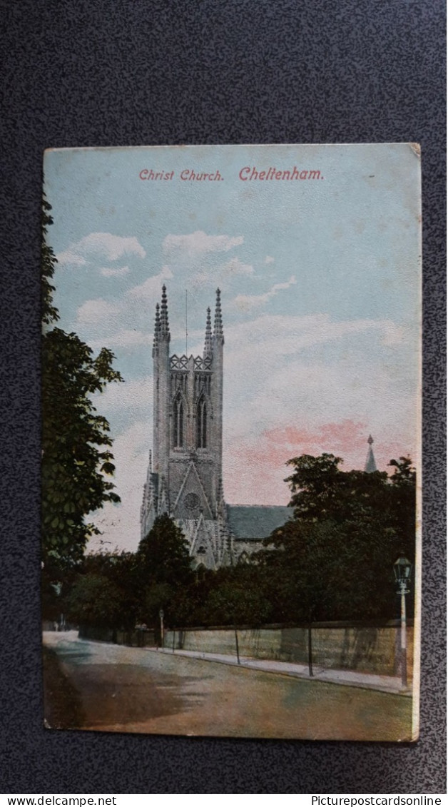 CHRIST CHURCH CHELTENHAM OLD COLOUR POSTCARD GLOUCESTERSHIRE - Cheltenham