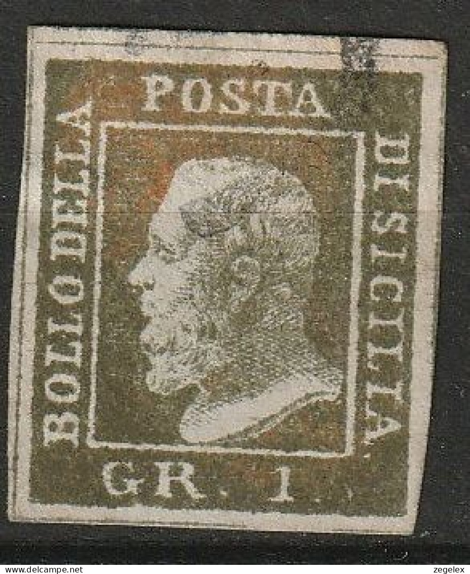 1859 Italia - Sicilia Gr.1 Braunoliv Michel 2b Used (cat € 120,-) REPRODUCTIE VERVALSING KOPIE - Sicilia