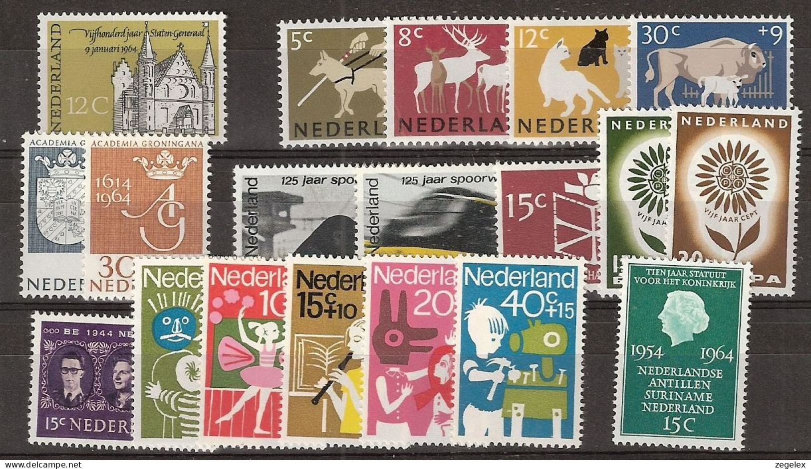 1964 Jaargang Nederland NVPH 811-835 Complete. Postfris/MNH** - Full Years