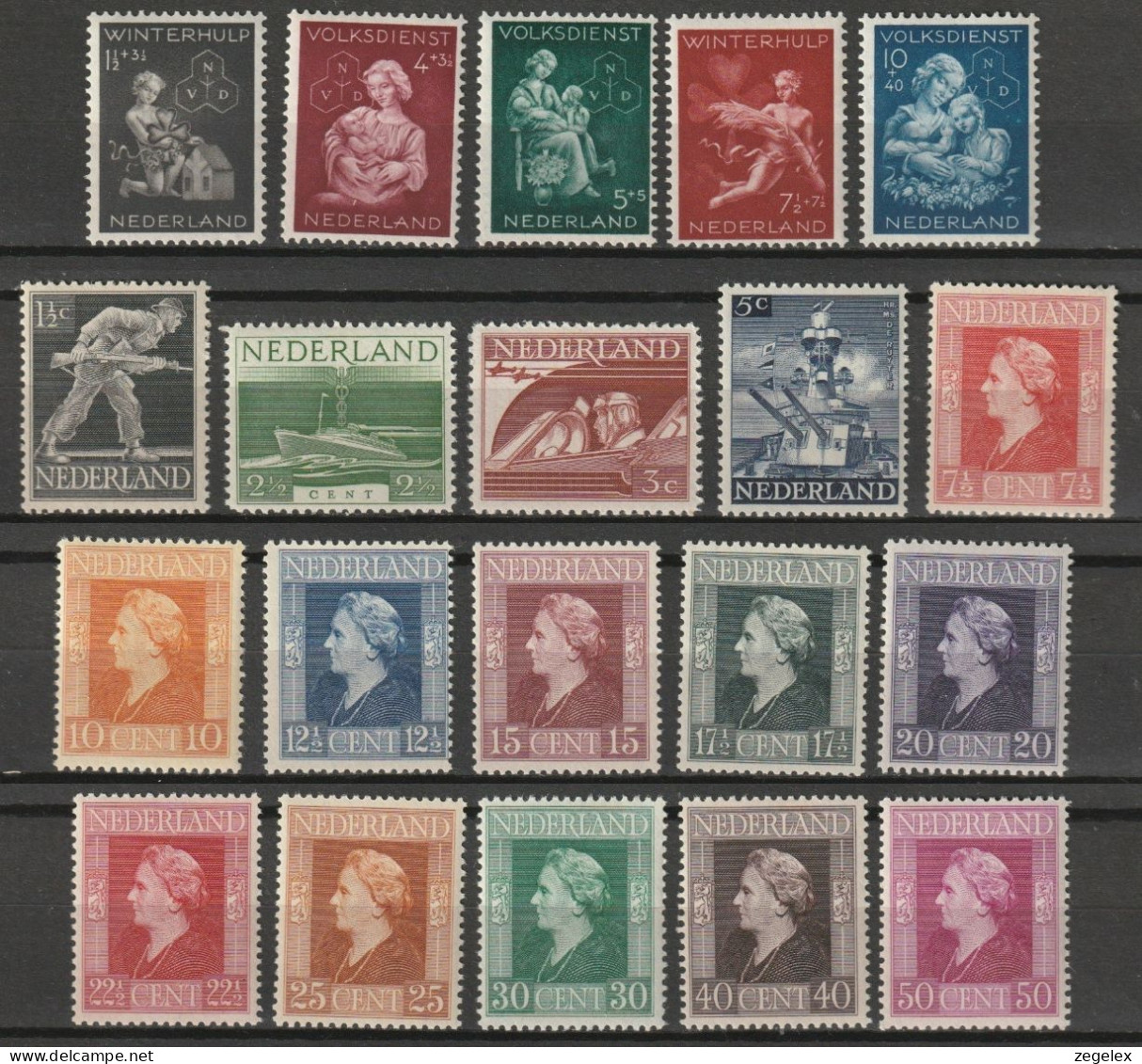 1944 Jaargang Nederland NVPH 423-442 Complete. Postfris/MNH** - Années Complètes