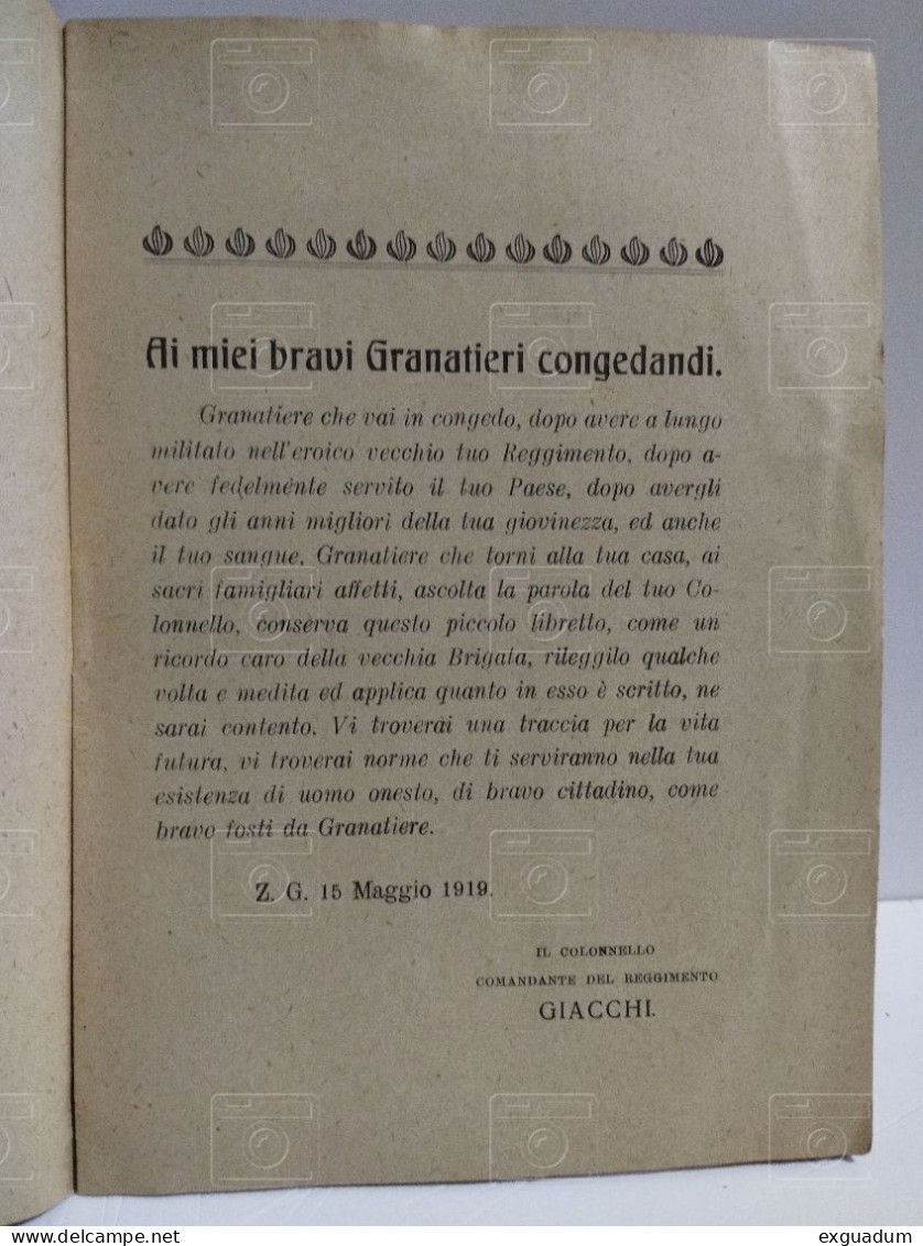 UN SALUTO AI CONGEDANDI. Colonnello GIACCHI 2° Regg. Granatieri Di Sardegna. Fiume (Rijeka) 1919 - Guerra 1914-18