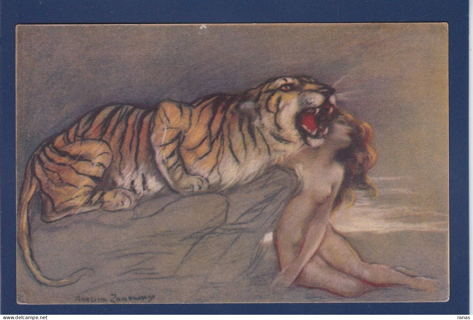 CPA Zandrino Illustrateur Italien Femme Woman Art Déco Non Circulé 18-3 Tigre - Zandrino