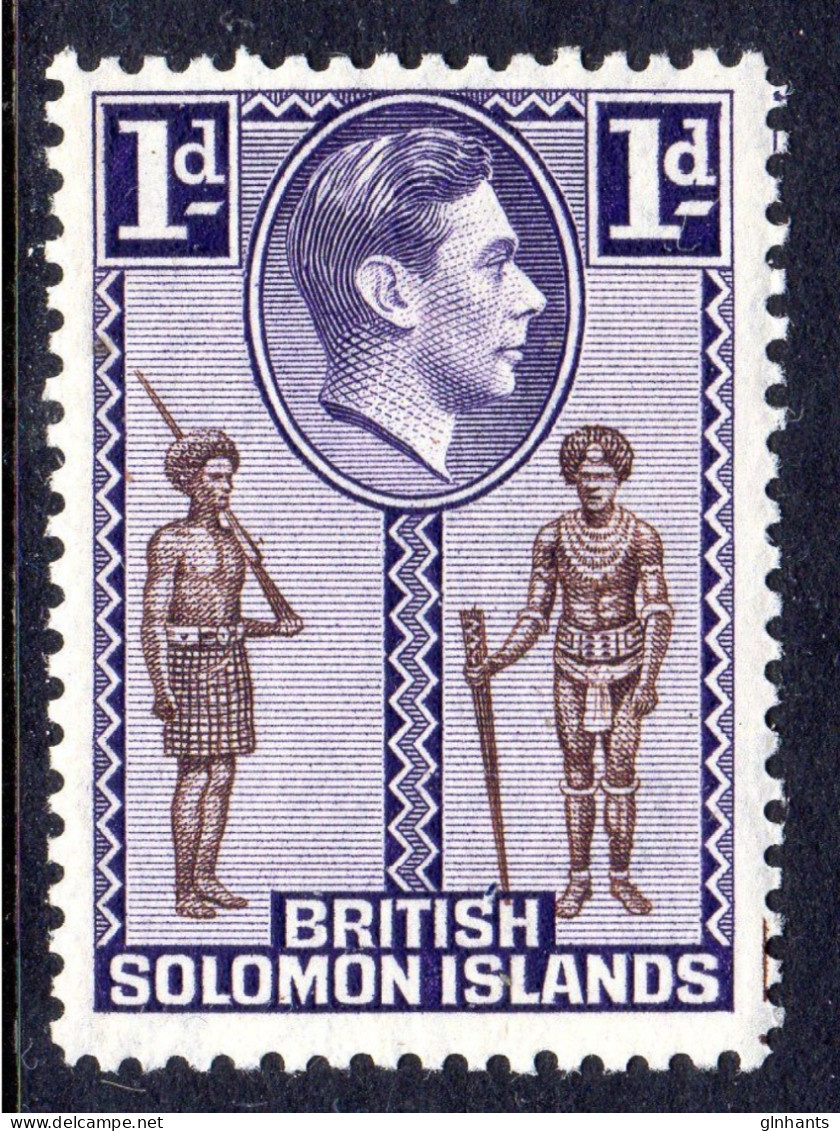 BRITISH SOLOMON ISLANDS - 1939 KGVI 1d NATIVE CONSTABLE & CHIEF STAMP FINE LIGHTLY MOUNTED MINT LMM * SG 61 REF C - Islas Salomón (...-1978)