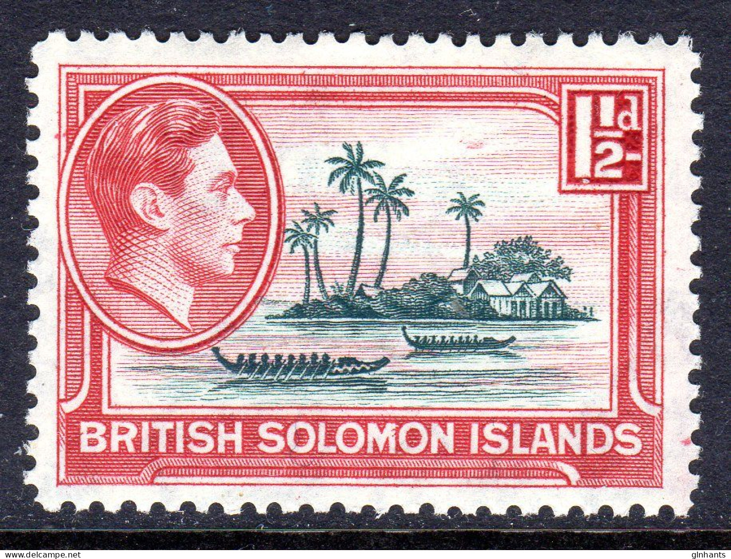 BRITISH SOLOMON ISLANDS - 1939 KGVI 1½d CANOES STAMP FINE LIGHTLY MOUNTED MINT LMM * SG 62 - Iles Salomon (...-1978)