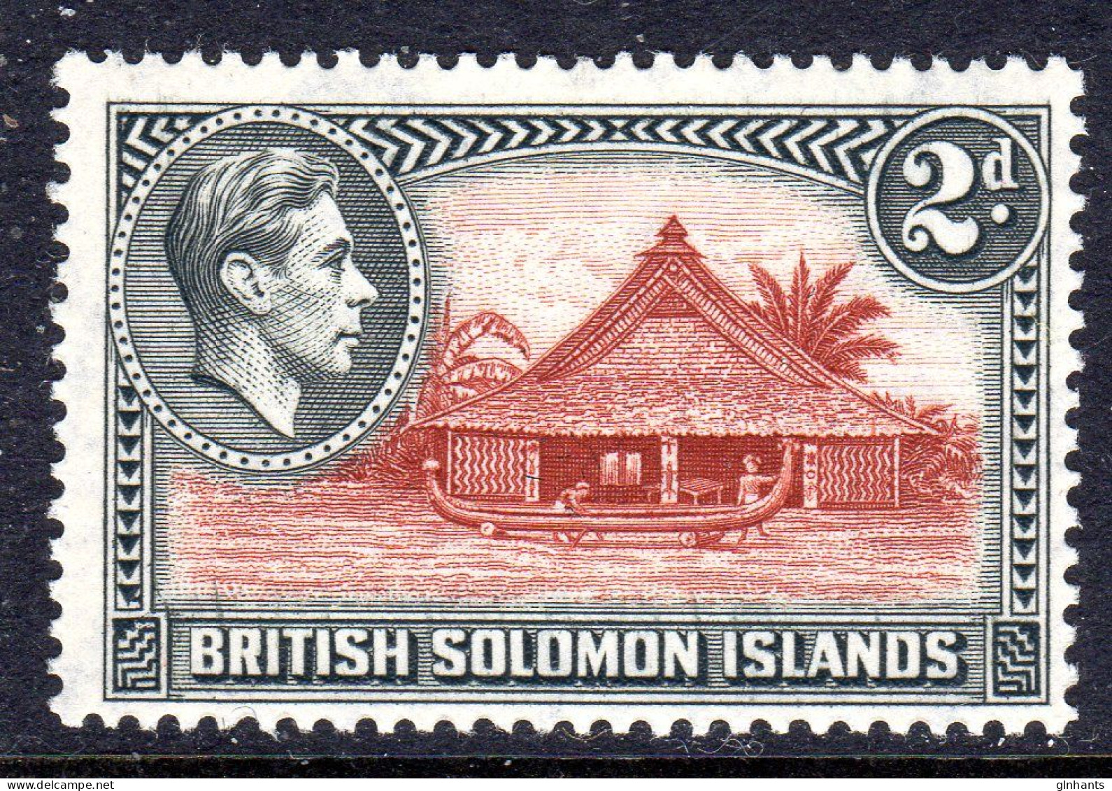 BRITISH SOLOMON ISLANDS - 1939 KGVI 2d BOAT SHIP STAMP FINE LIGHTLY MOUNTED MINT LMM * SG 63 - Iles Salomon (...-1978)