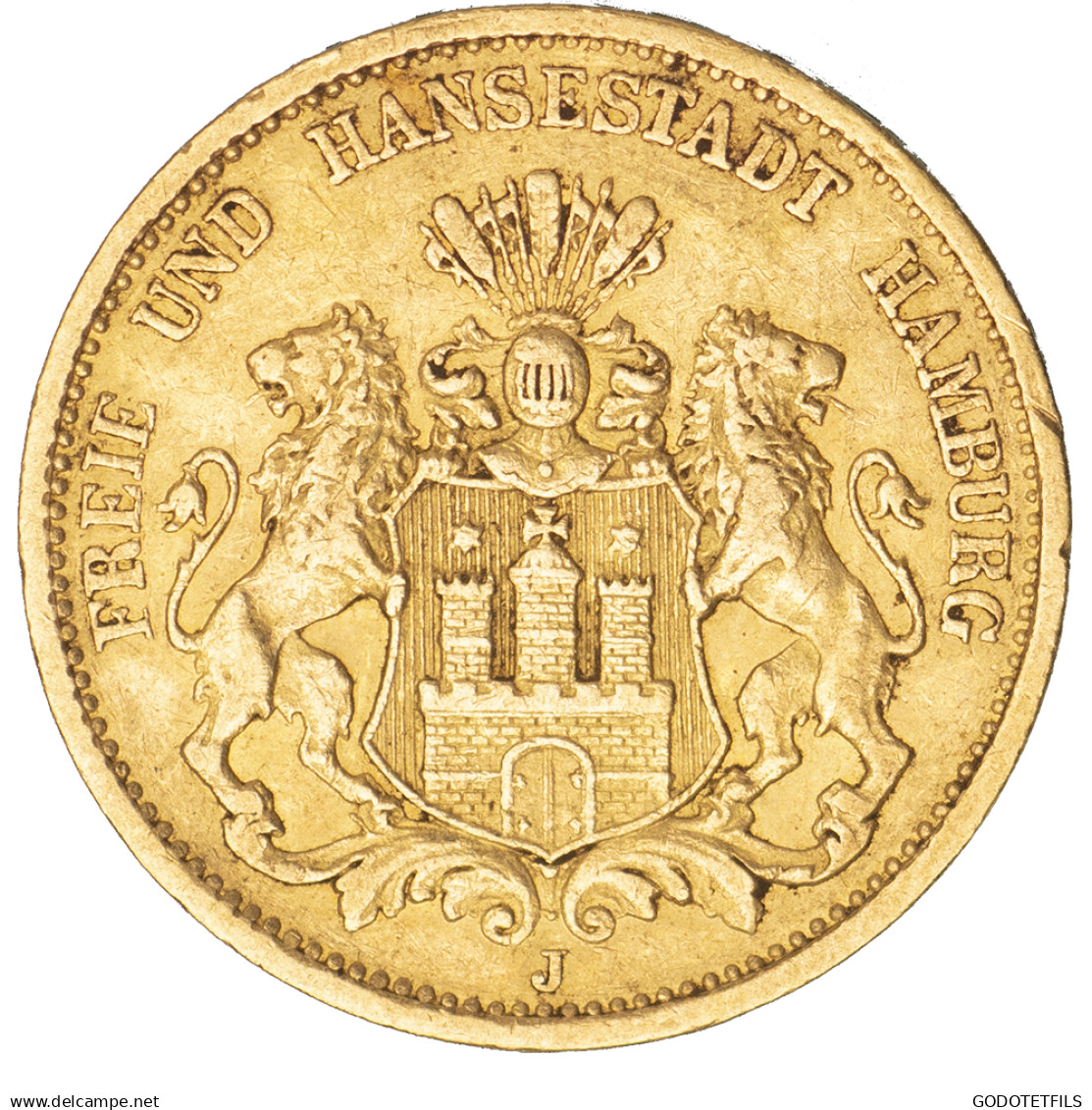 Allemagne-Ville Libre DHambourg 20 Mark 1878 Hambourg - 5, 10 & 20 Mark Goud