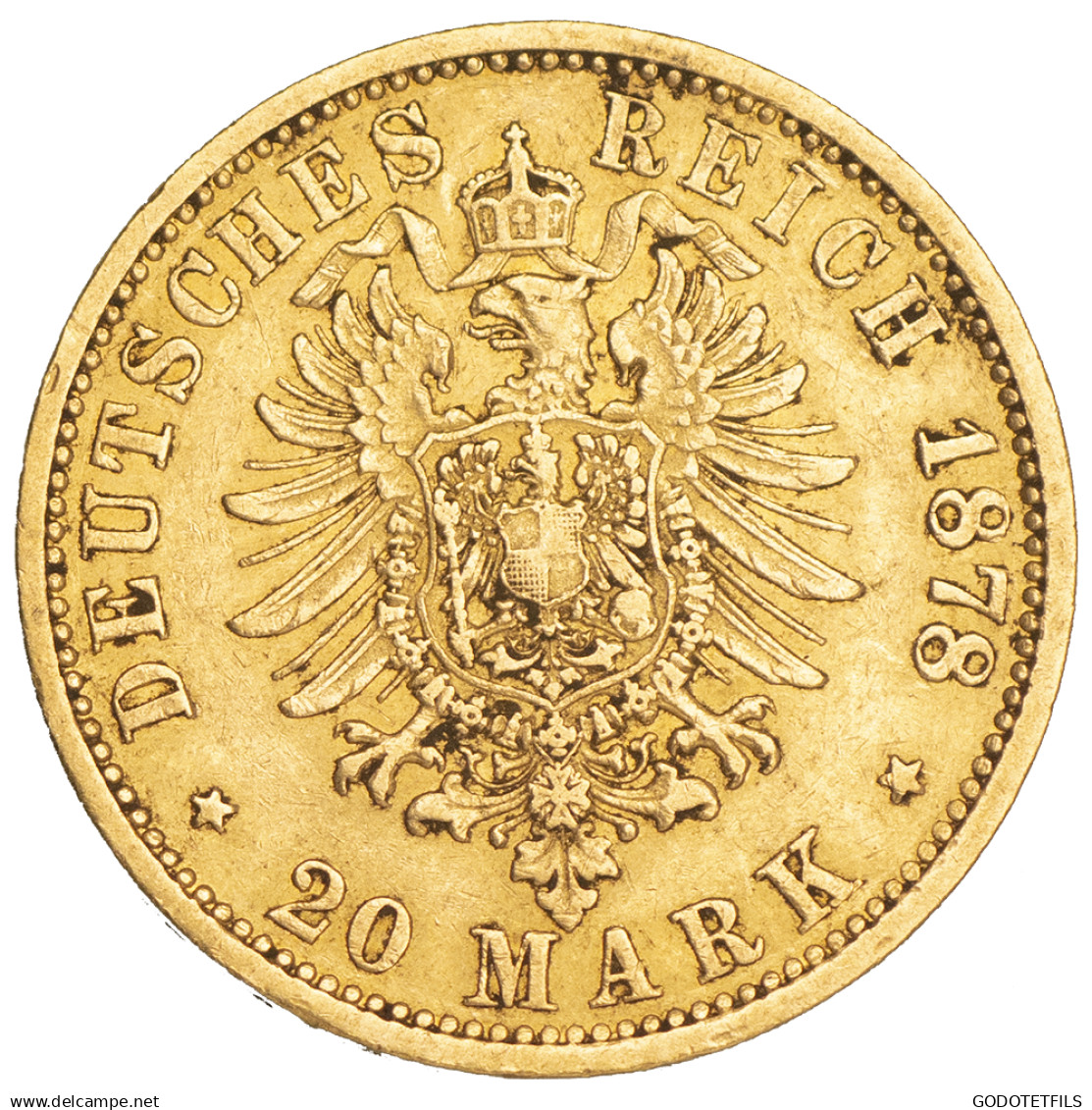 Allemagne-Ville Libre DHambourg 20 Mark 1878 Hambourg - 5, 10 & 20 Mark Or