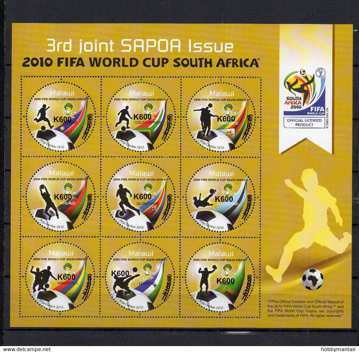 MALAWI, 2021, WORLD CUP SOCCER, O/P,K600, S/S,  MNH**NEW!! - 2010 – Sud Africa
