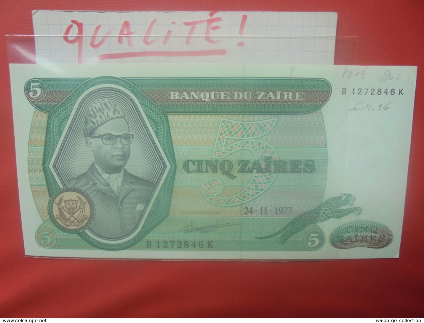 ZAIRE 5 ZAIRES 1977 Peu Circuler Belle Qualité (B.30) - Zaïre