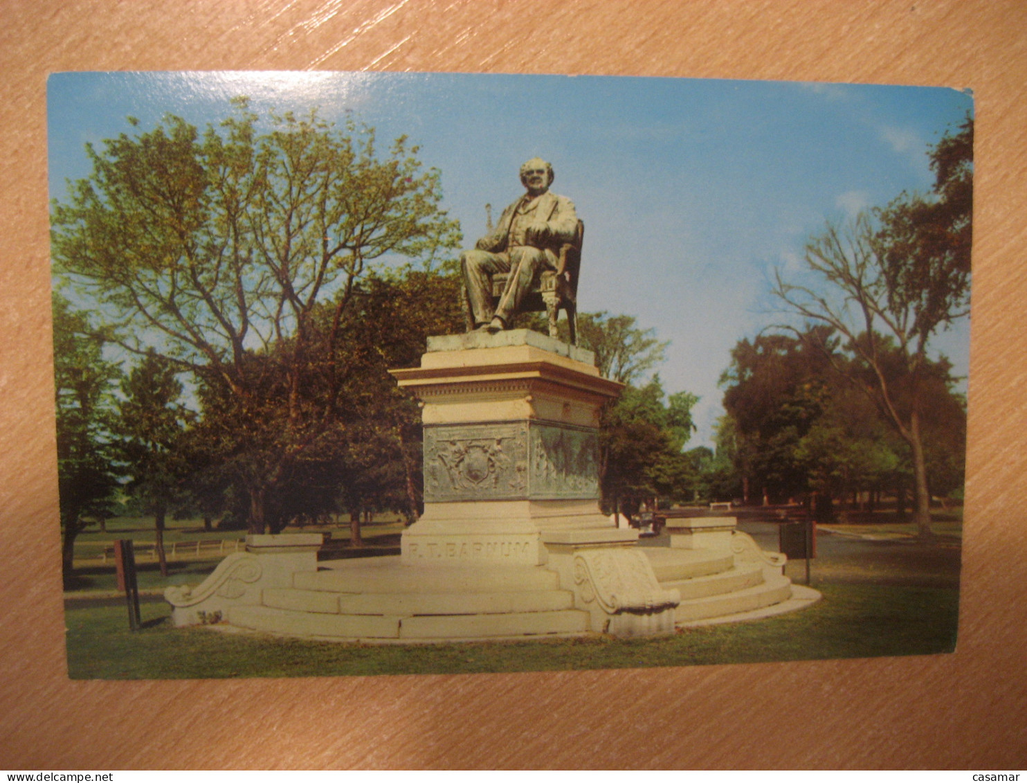 BRIDGEPORT Connecticut P. T. Barnum Monument Seaside Park Cancel 1984 To Sweden Postcard USA - Bridgeport