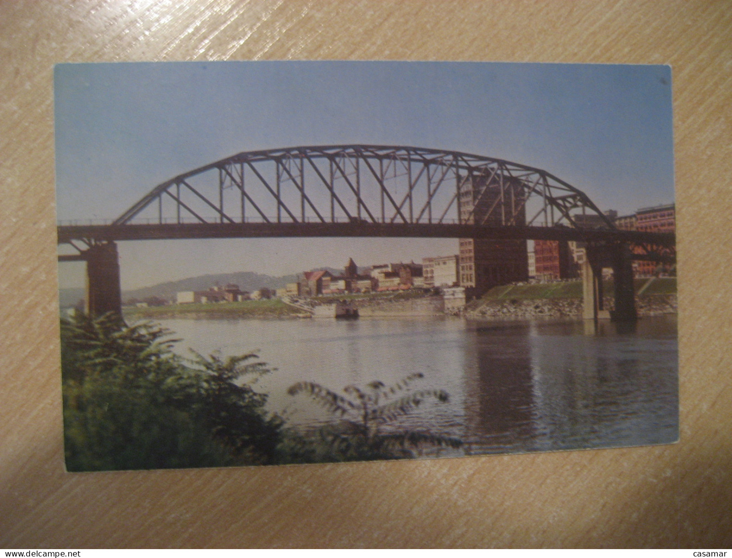 CHARLESTON West Virginia South Side Bridge Skyline Kanawha River Postcard USA - Charleston