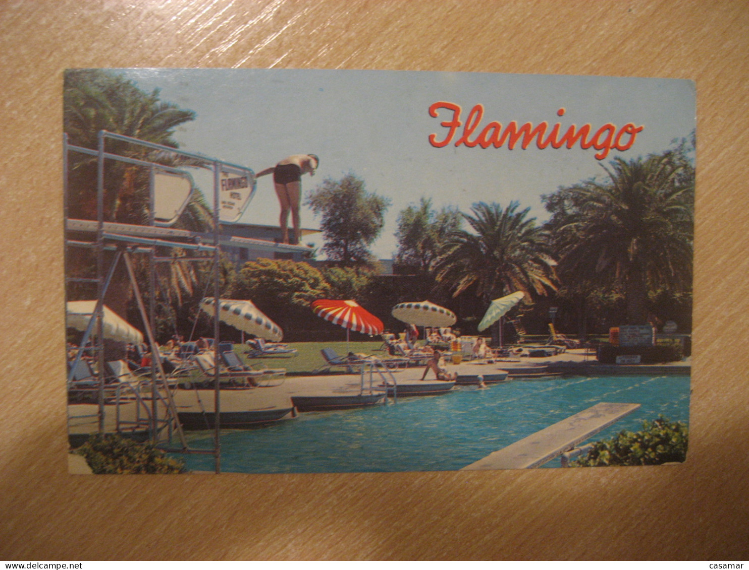 FLAMINGO Las Vegas Nevada Pool Cancel OMAHA Nebraska 1965 To Sweden Postcard USA - Las Vegas