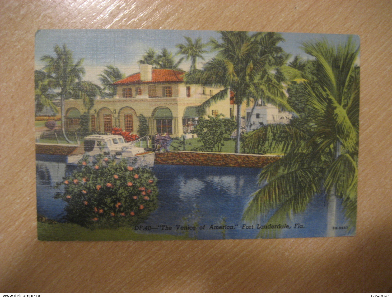 FORT LAUDERDALE Florida The Venice Of America Boat Cancel POMPANO BEACH 1950 To Sweden Postcard USA - Fort Lauderdale