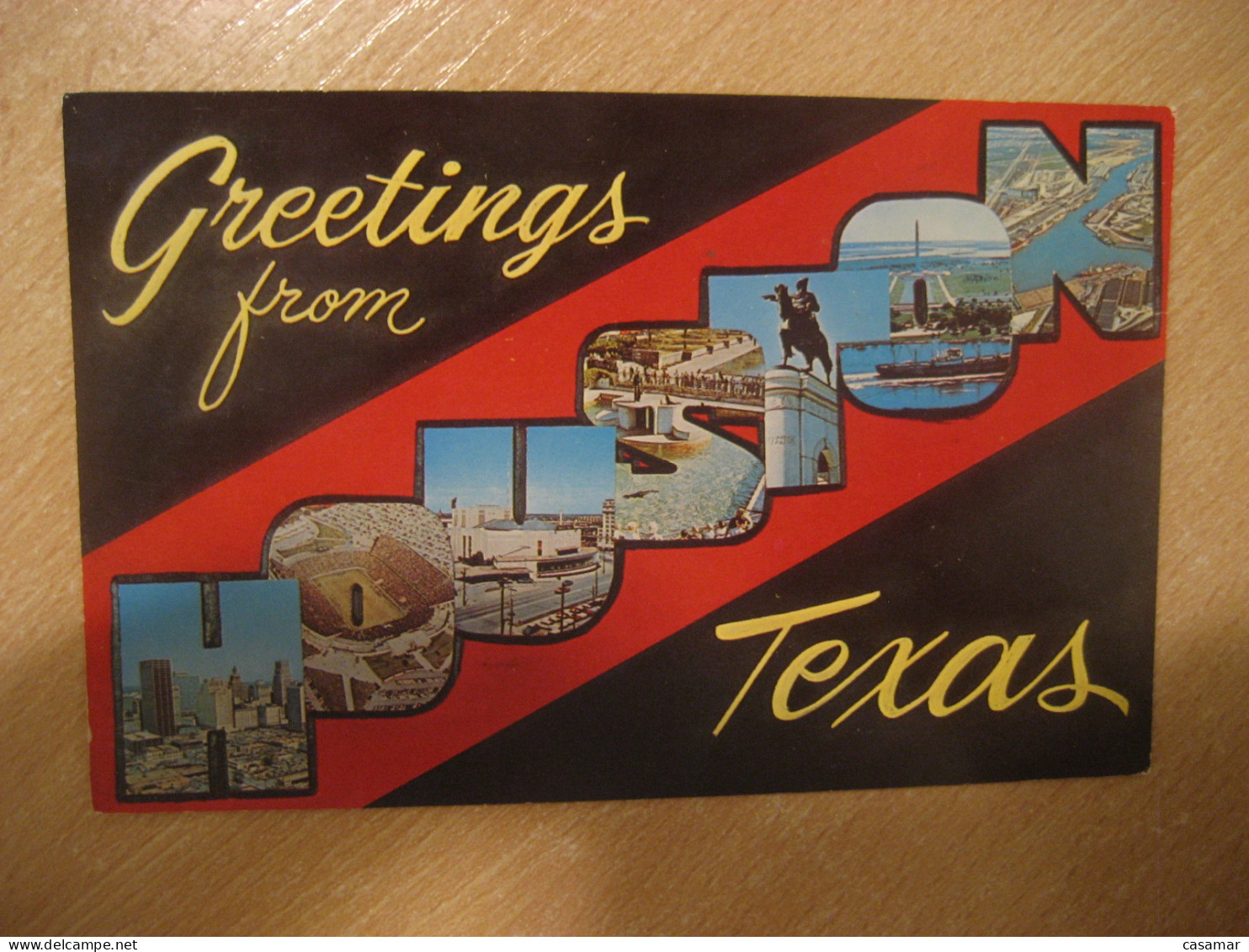 HOUSTON Texas Greetings From Rice Stadium Coliseum Music Hall Zoo Port ... Postcard USA - Houston