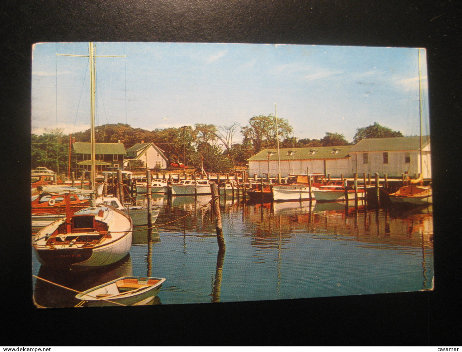 LONG ISLAND New York Boating Paradise Cancel LEVITTOWN 1958 To Spain Postcard USA - Long Island