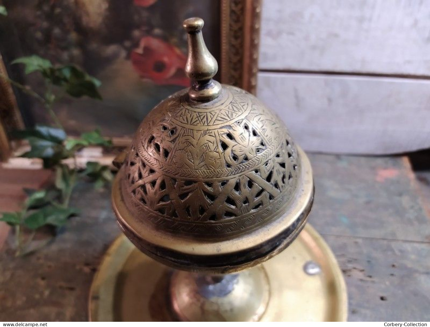 Ancien Brûle Parfum Encens Laiton Moyen-orient Orientaliste / Middle East Brass Orientalist Incense Burner - Oestliche Kunst