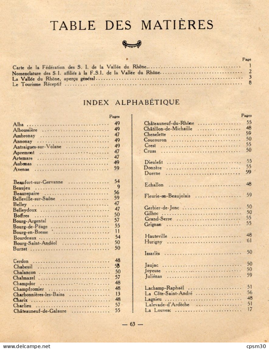 LIVRE - La Vallée Du RHONE, Stations Climatiques, Thermales, Touristique Environ 1940 - Rhône-Alpes