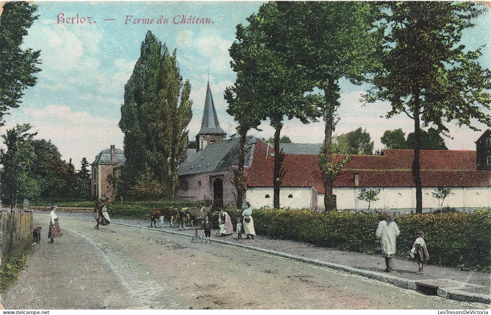 Belgique - Berloz - Ferme Du Château - Animé - Clocher - Carte Postale Ancienne - Berloz