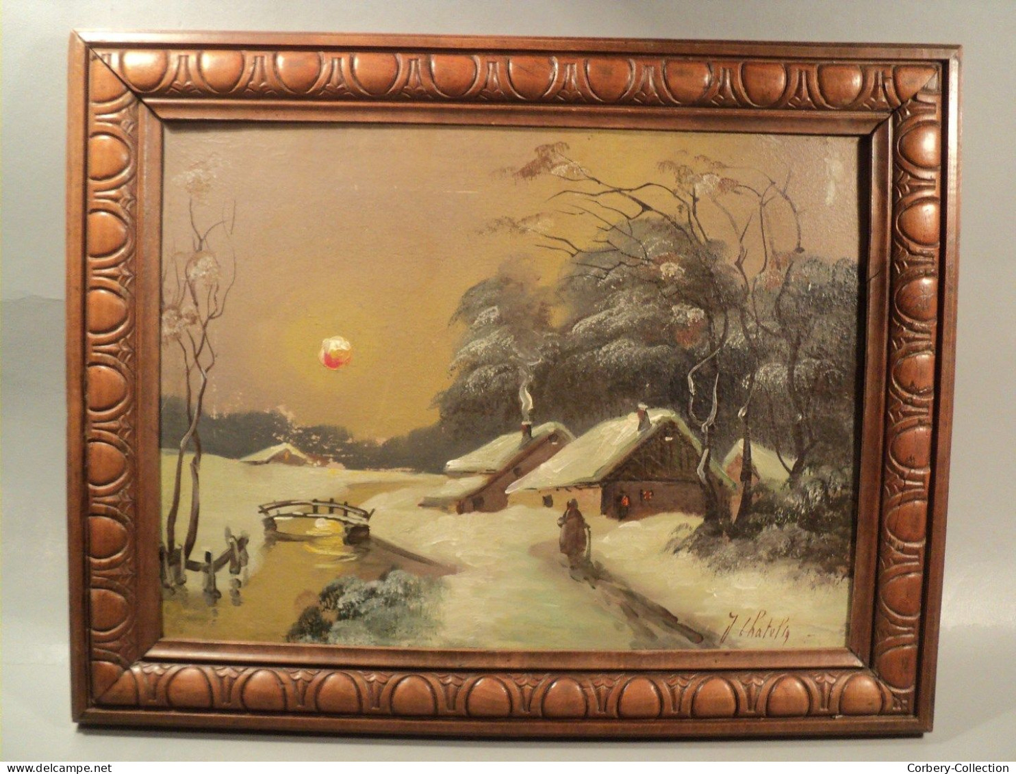 Tableau XIXème Paysage D'Hiver Ecole De Barbizon - Fischerei