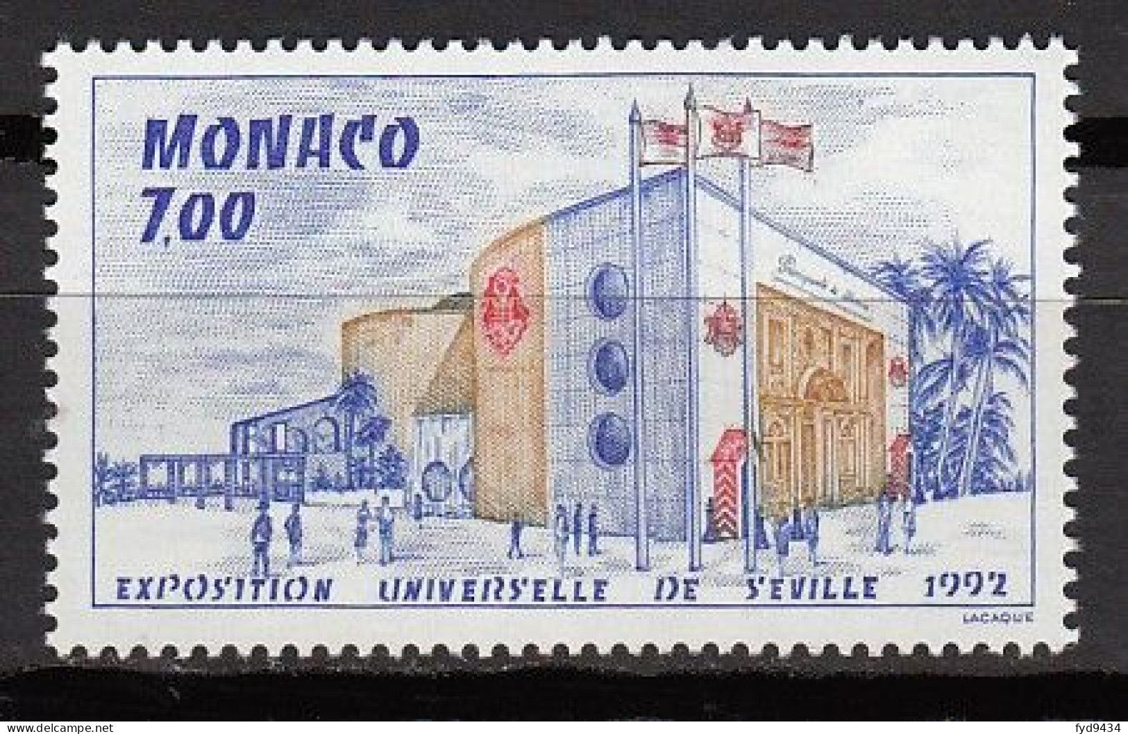 N° 1828 De Monaco - X X - ( E 1458 ) - 1992 – Séville (Espagne)