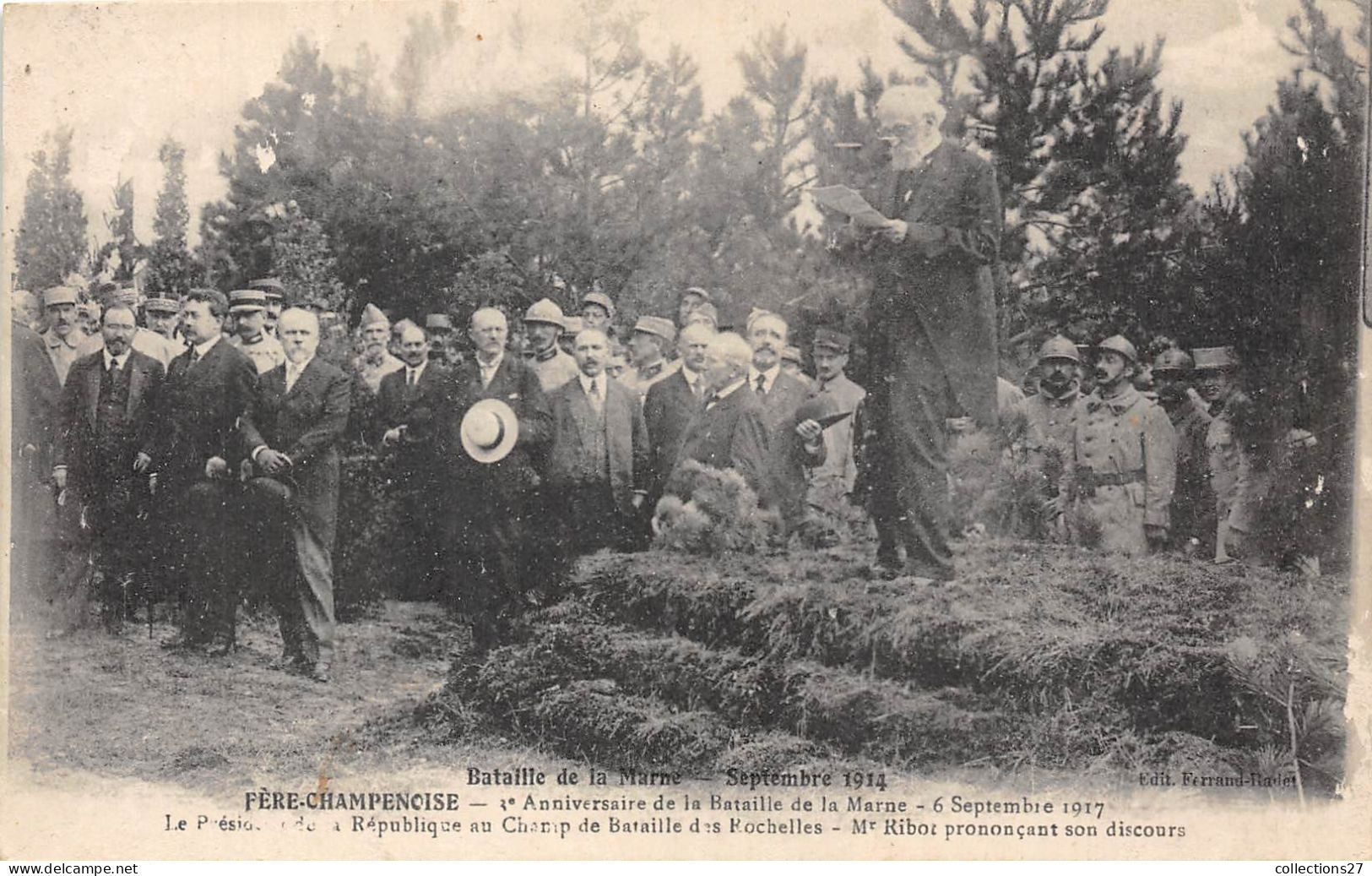 51-FERE-CHAMPENOISE- BATAILLE DE LA MARNE 1914- ANNIVERSAIRE DE LA BATAILLE DE LA MARNE 6 SPT 17, LE PRESIDENT DE LA REP - Fère-Champenoise