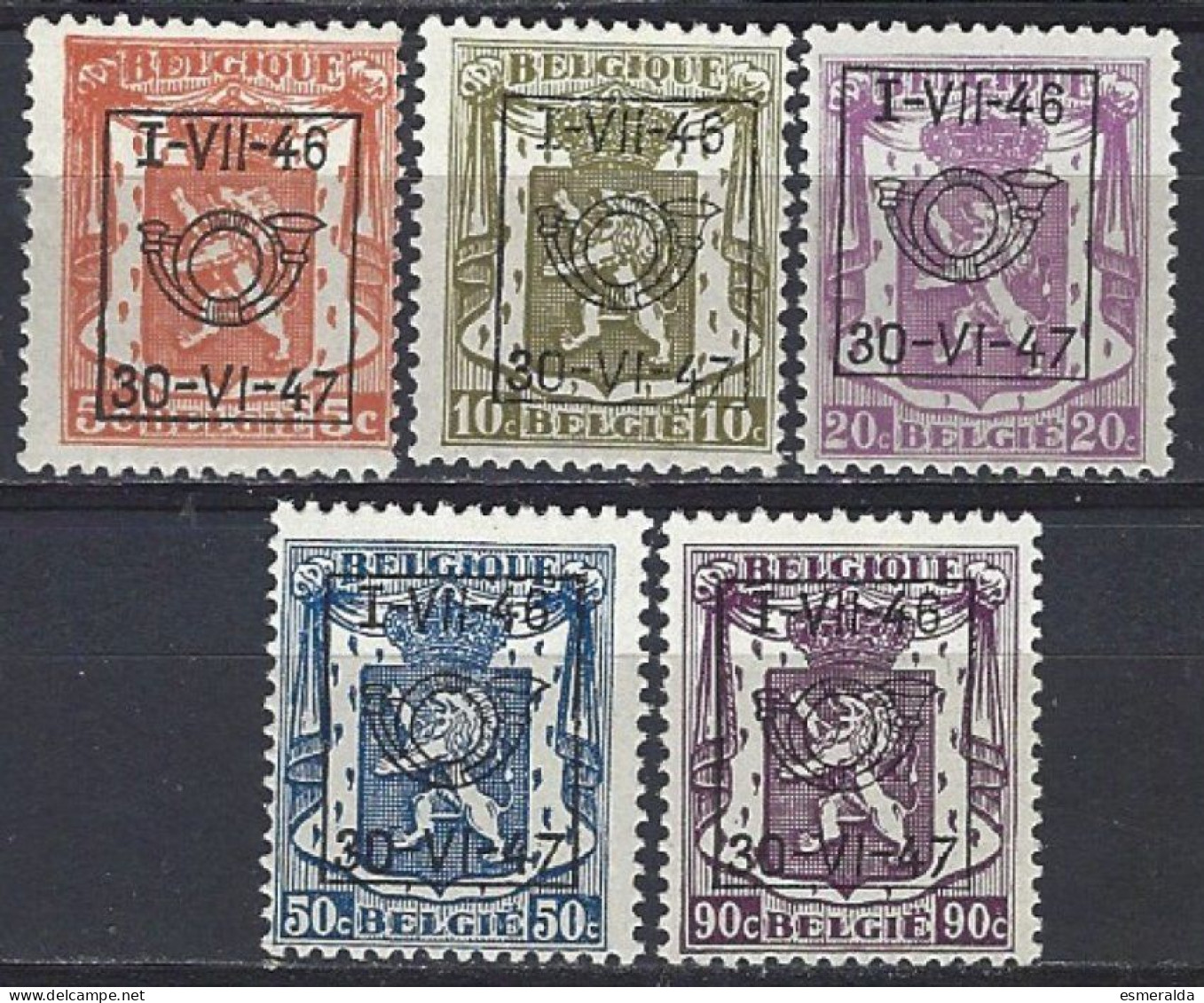 (BL42)   PRE 553-554-555-557-559 ,5 Valeurs ** - Typo Precancels 1936-51 (Small Seal Of The State)