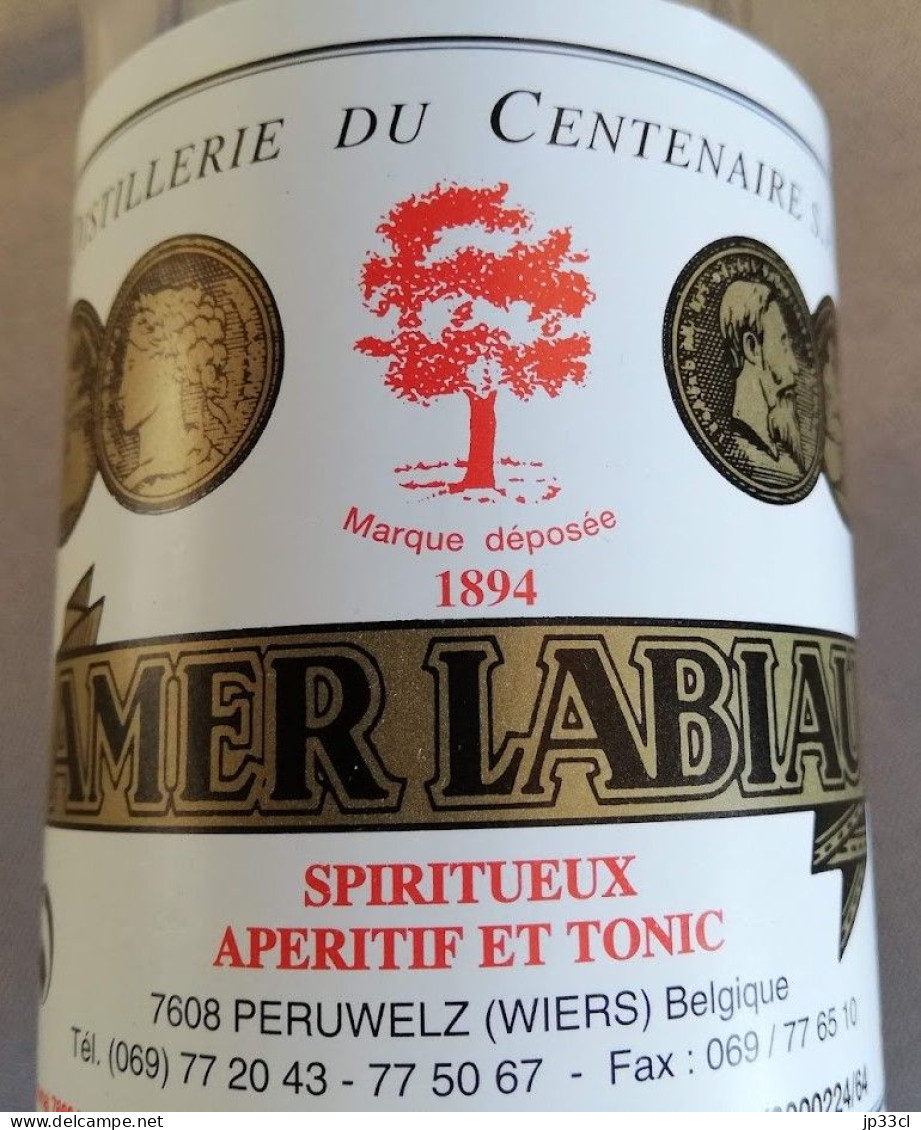 Ancienne Bouteille (vide) D'Amer Labiau 30% Vol., 70 Cl (Distillerie Du Centenaire, Péruwelz - Wiers) - Spiritueux