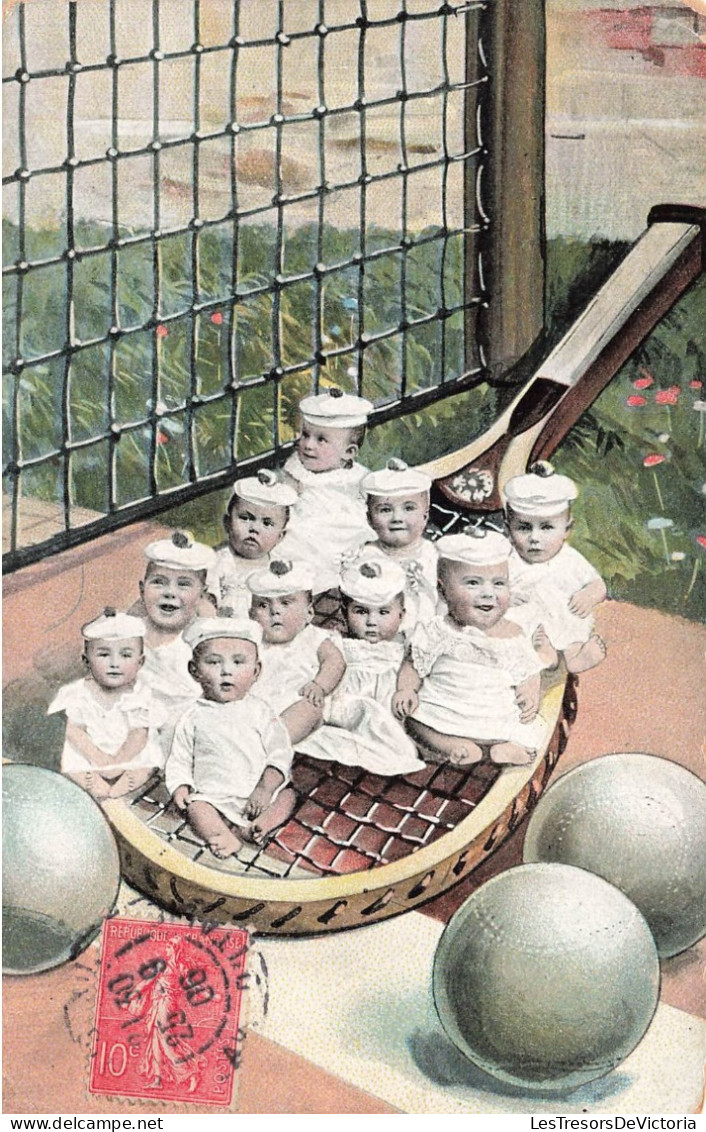 Humoiur - Bébés Déguisés En Marins Sur Une Raquette De Tennis - Carte Postale Ancienne - Humour