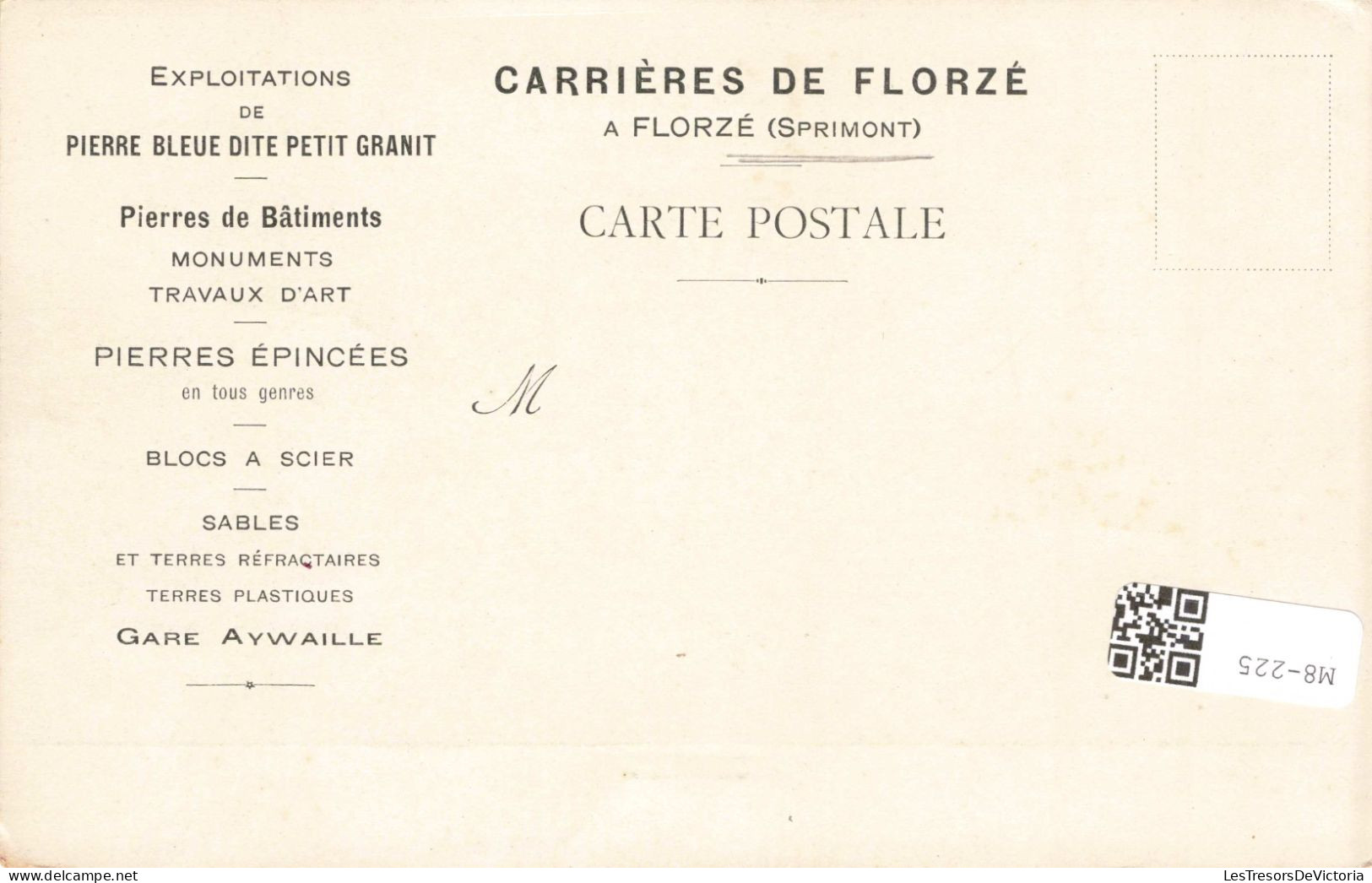 BELGIQUE - Carrières De Florzé - Scieries - Exploitaions De Pierre Bleue Dite Petit Granit - Carte Postale Ancienne - Sprimont