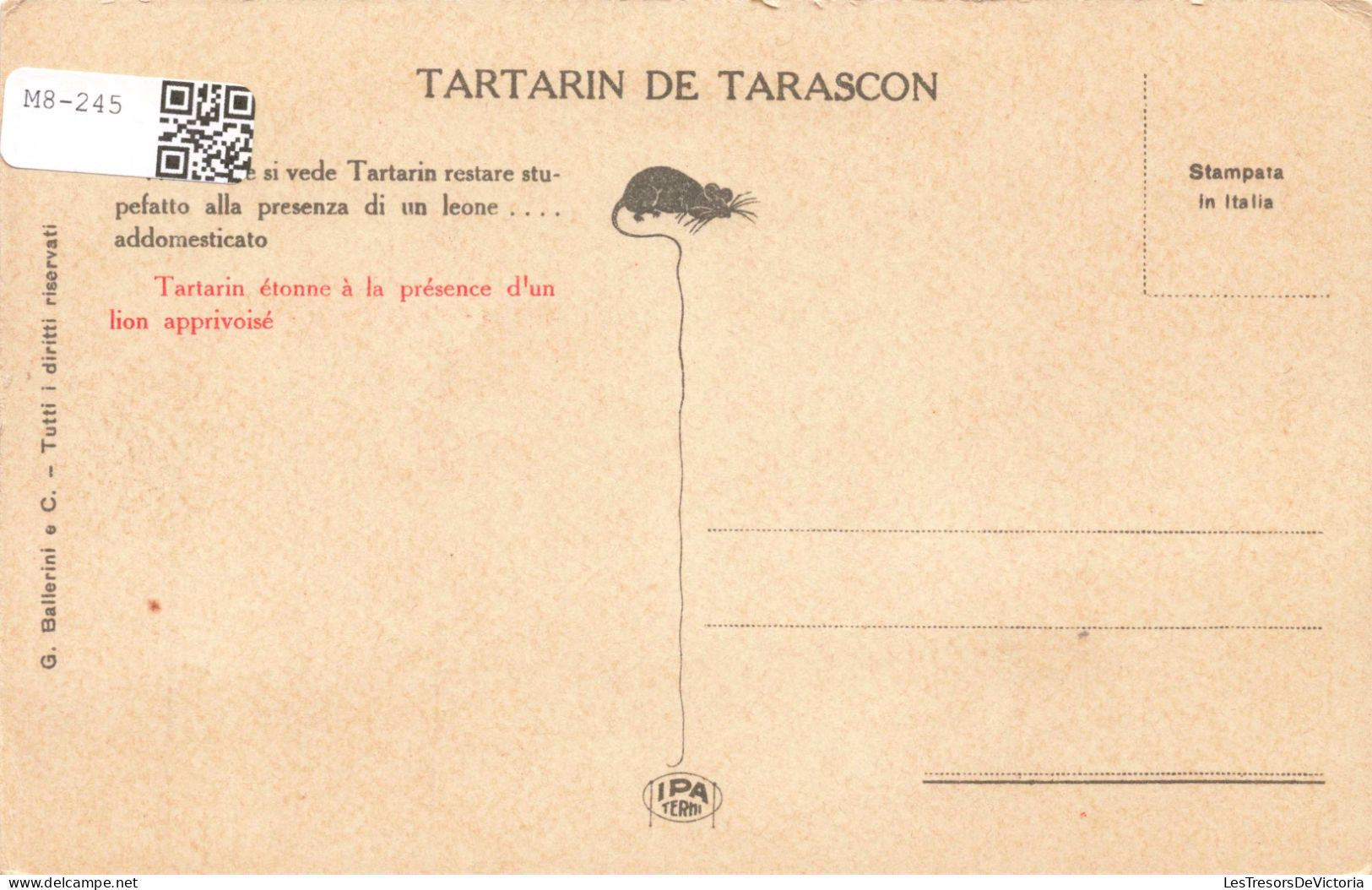 ILLUSTRATEUR NON SIGNE - Tartarin étonné à La Présence D'un Lion Apprivoisé-  Carte Postale Ancienne - 1900-1949