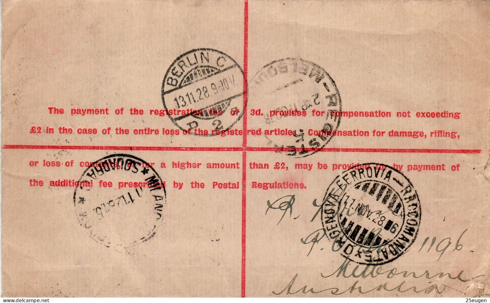 AUSTRALIA 1928 R - LETTER SENT FROM ELISABETH ST. MELBOURNE TO BERLIN - Briefe U. Dokumente
