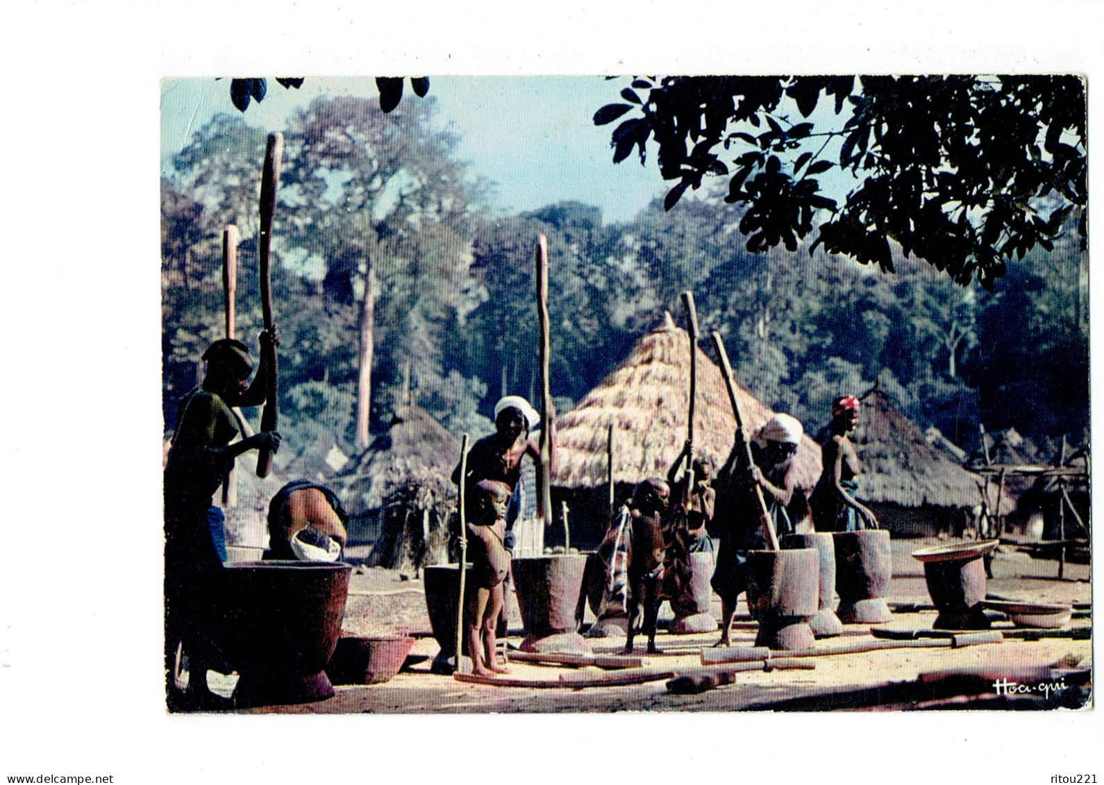 Cpm - L'Afrique En Couleurs - L'éveil Au Village - 3653 Hoa Qui - Femme Au Travail Seins Nus - Pilon - - Collections & Lots