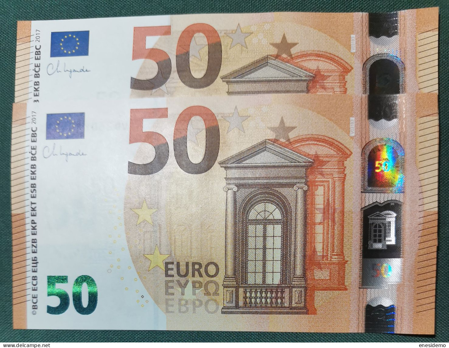 50 EURO SPAIN 2017 LAGARDE V031B3 VD CORRELATIVE COUPLE RADAR 2 SC FDS UNCIRCULATED PERFECT - 50 Euro