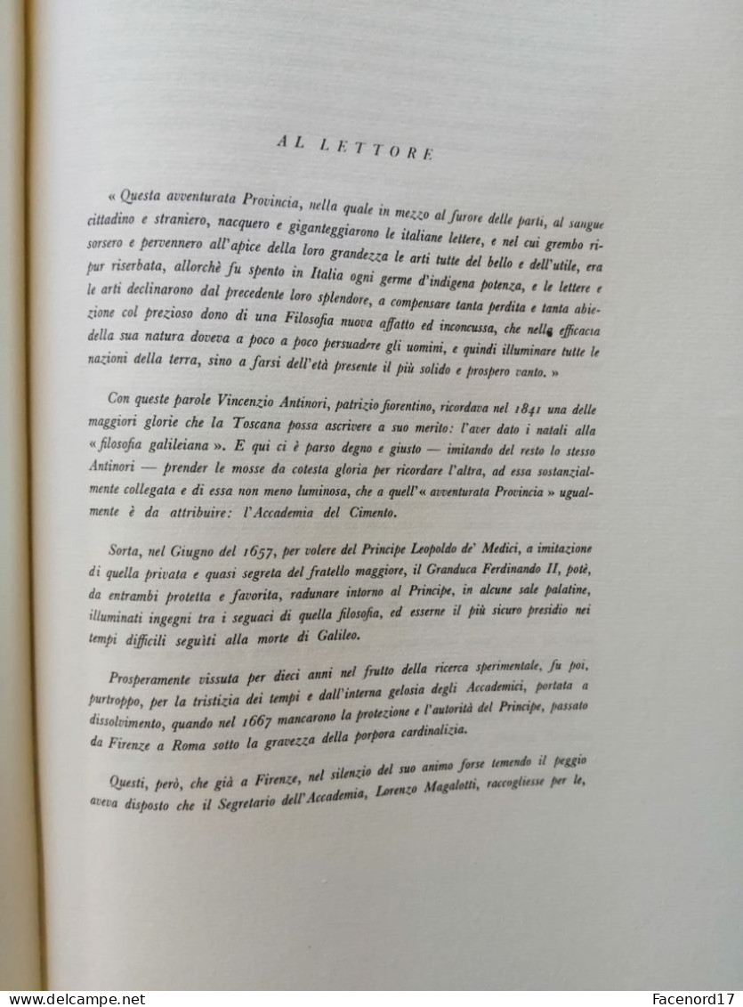 Saggi di naturali esperienze fatte nell'academia del cimento Domus Galilaeana di Pisa papier vergé Magnani  Pescia 1957