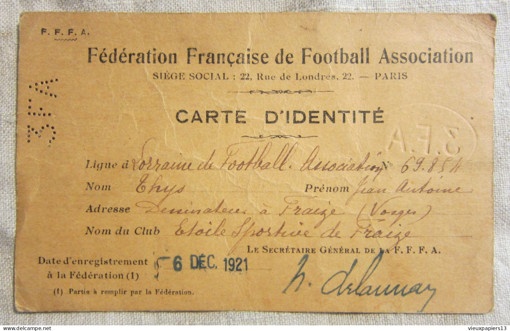 Intéressant Carnet Manuscrit FRAIZE 88 Vosges Résultats Football 1921-1923 Etoile Sportive De Fraize + Documents - Manuscrits